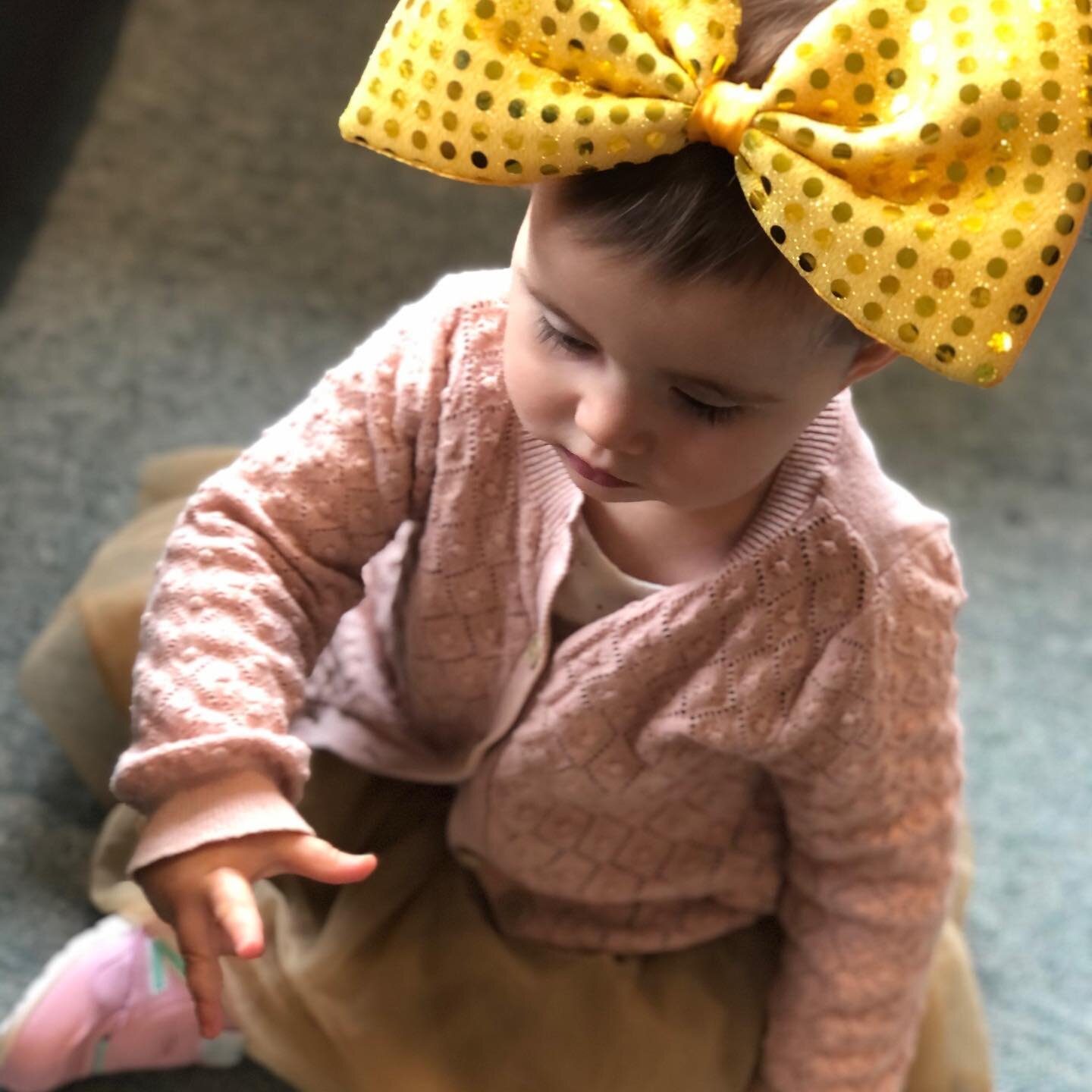 @cosmetic_nurse_jaime She&rsquo;s Wiggles ready 💛
100% wearing an adults dress up bow tie on her head 😂