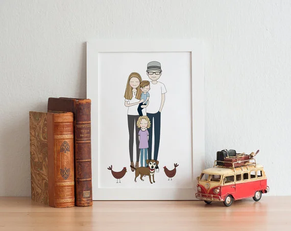 Custom family portrait from etsy seller, Peradesign via Etsy