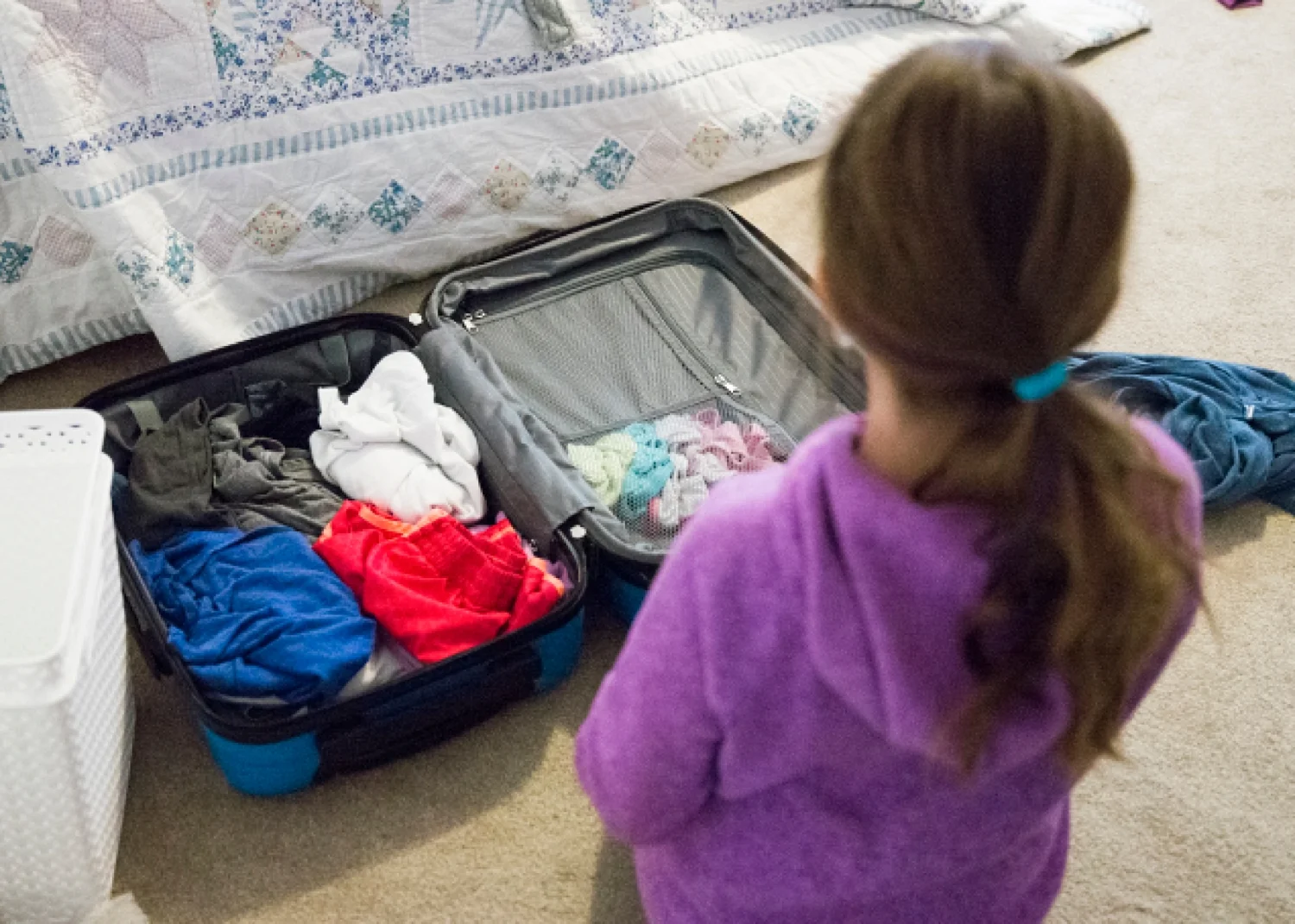 These roomy, yet lightweight hard case rolling suitcases are the best for kids because they have several zippered compartments for their underwear and socks, etc. This was the first trip both of my kids packed themselves and it went so well. (I gave them a list of what to pack). #amazonbasics #kidssuitcase