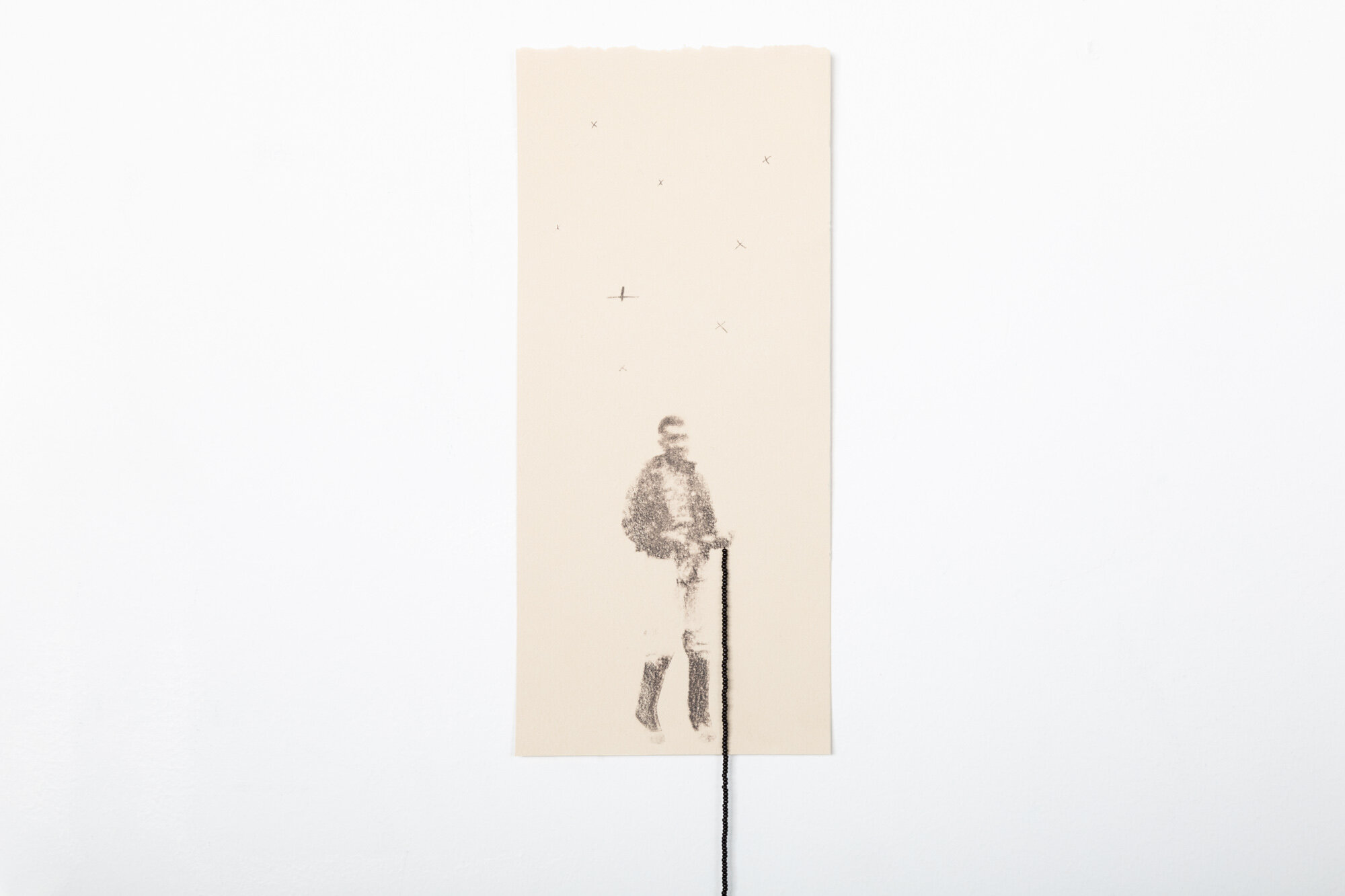  10" x 4.5”, Image Transfer and Beads on Paper, 2019 