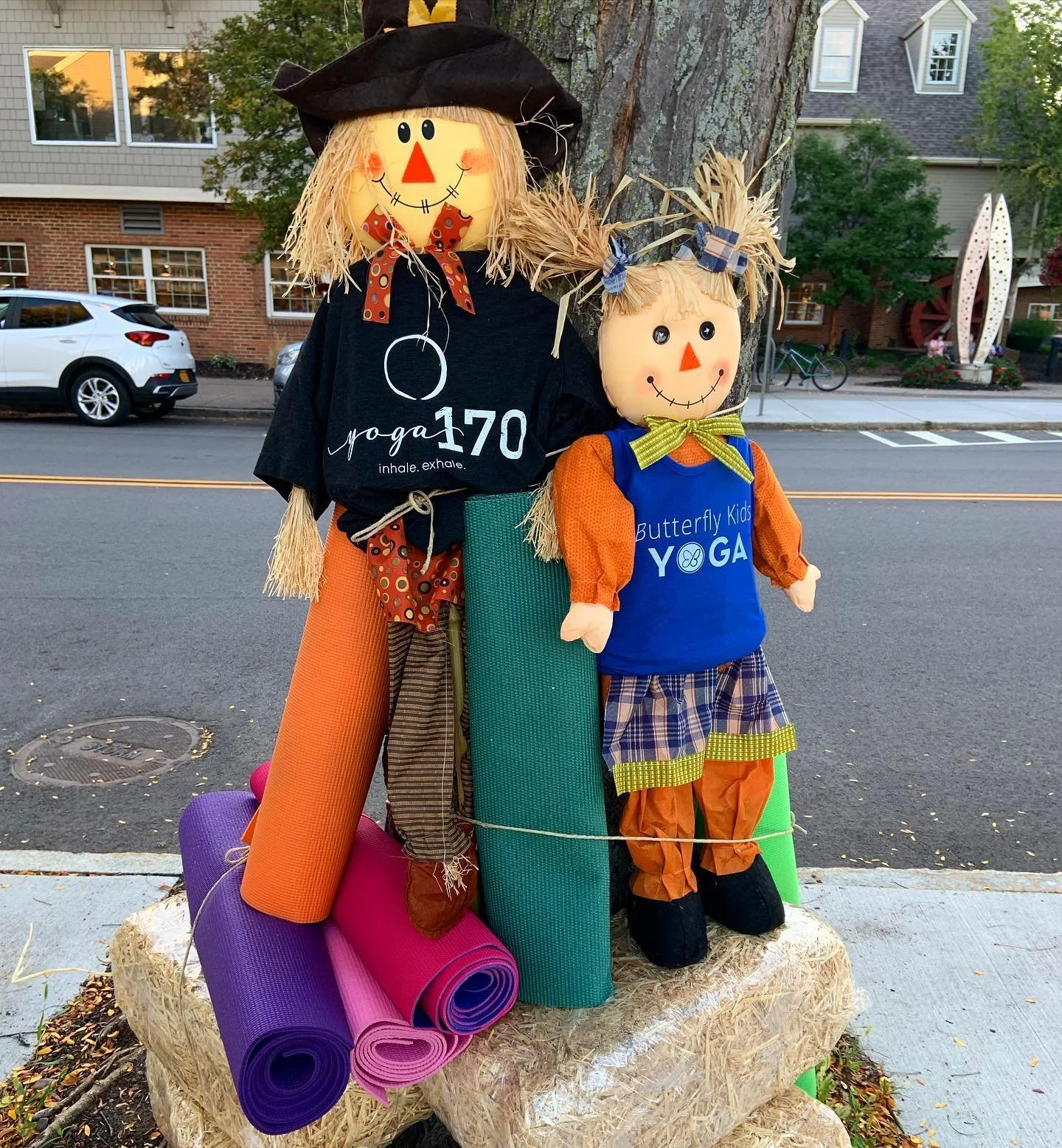 Meet our cute yoga scarecrows!