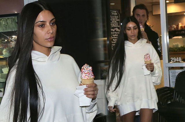 Kim Kardashian gets ice cream with best friend Jonathan, photo taken from Instagram