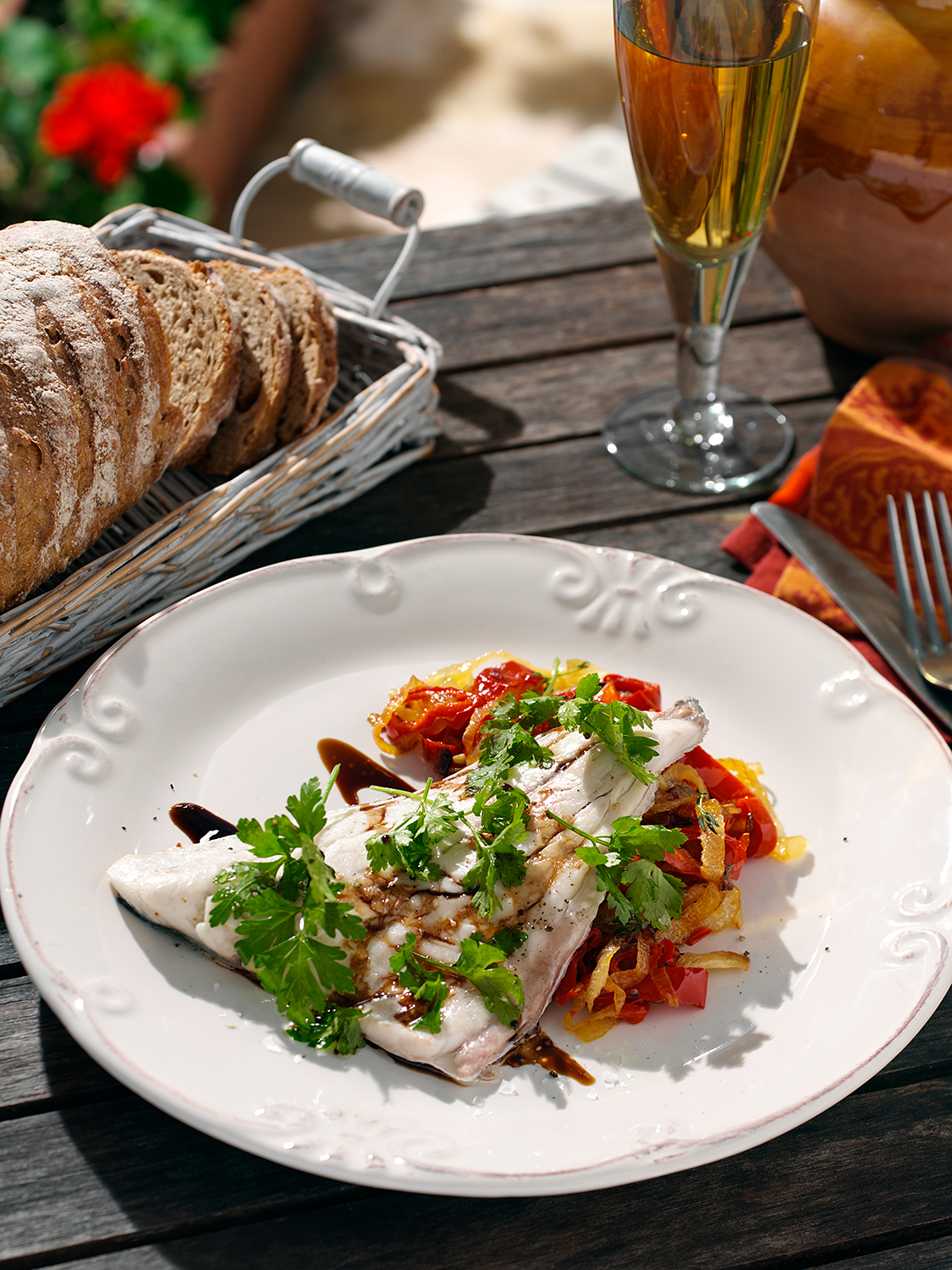 Sea Bream on a piperade bed