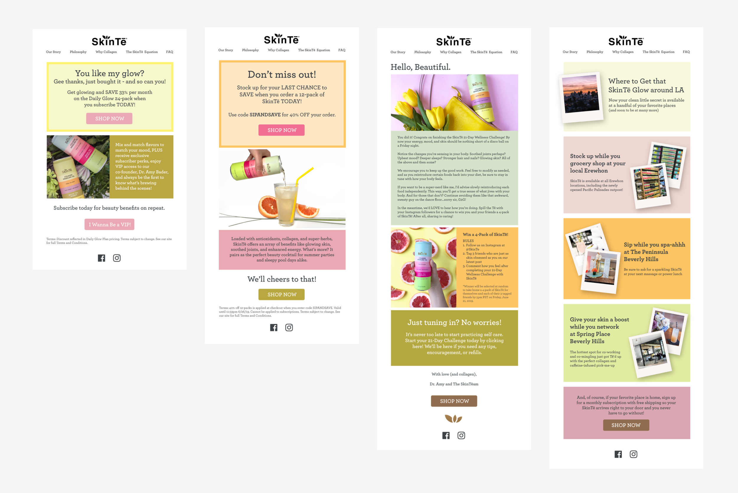 Designed and hand-coded emails sent to non-purchasers, purchasers, and subscribers using Klaviyo.