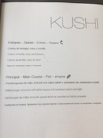 Kushi menu at SHA