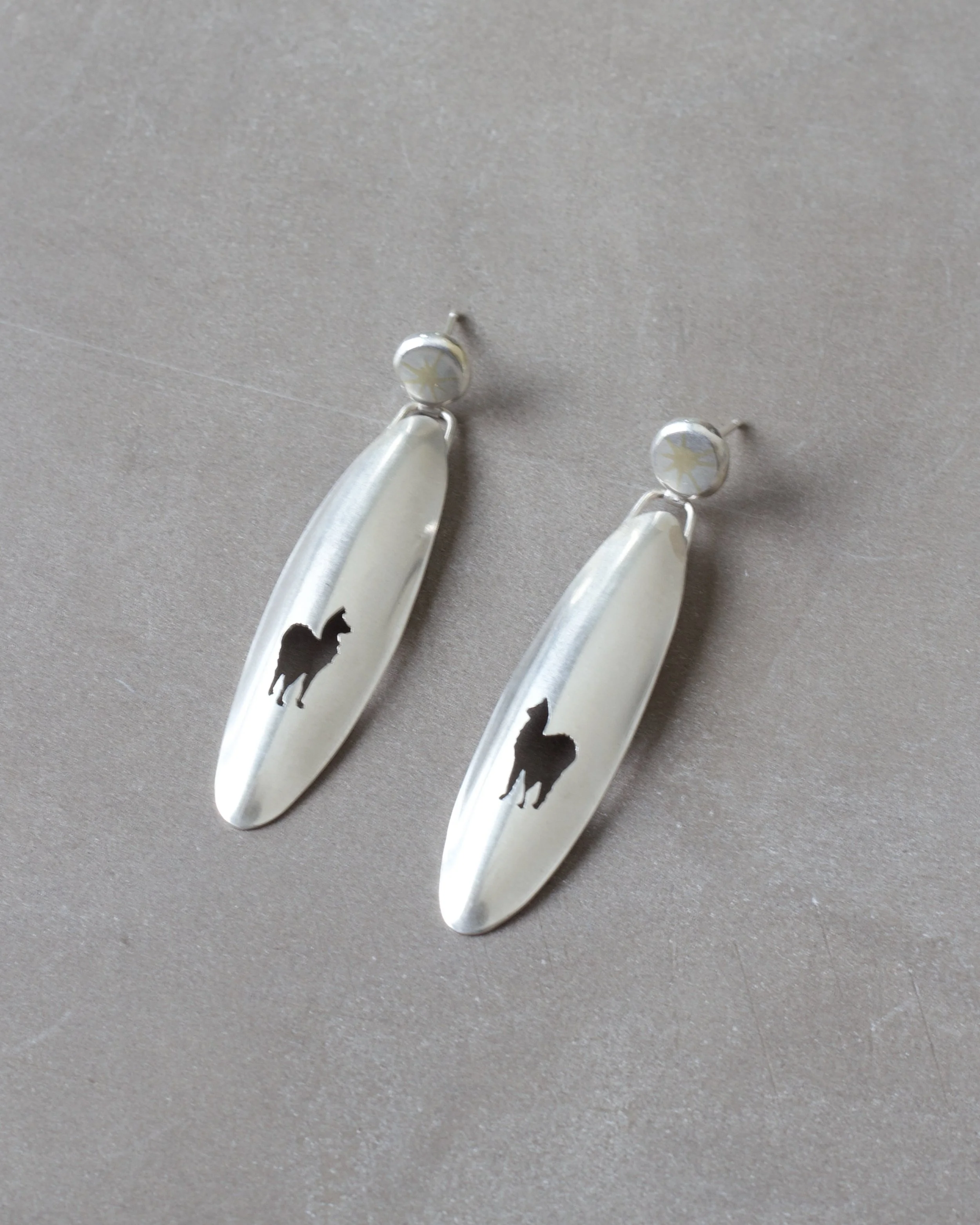 Alpaca Silhouette Oval Inlay Earrings - 1.jpeg