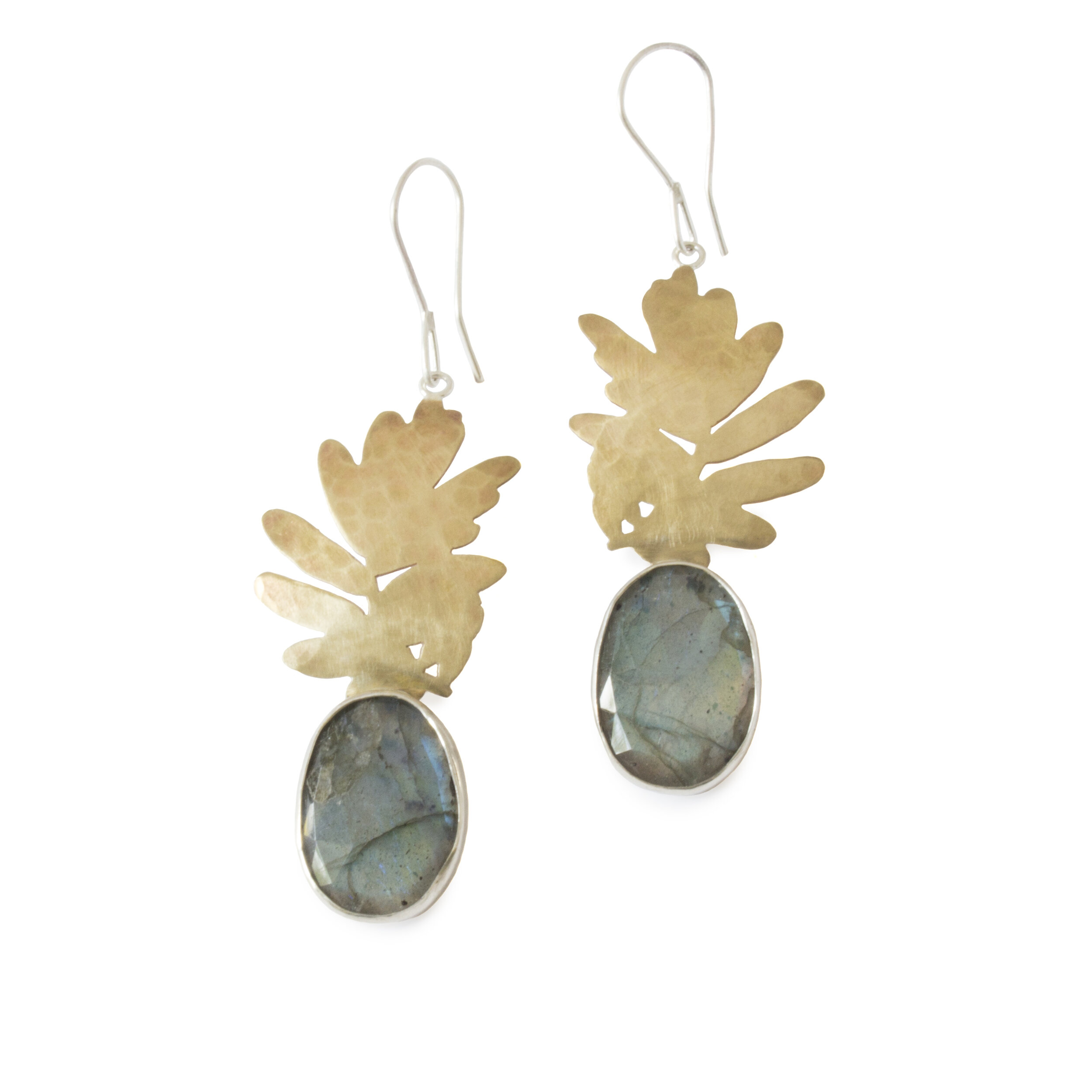 Labradorite + Fern Leaf Dangles