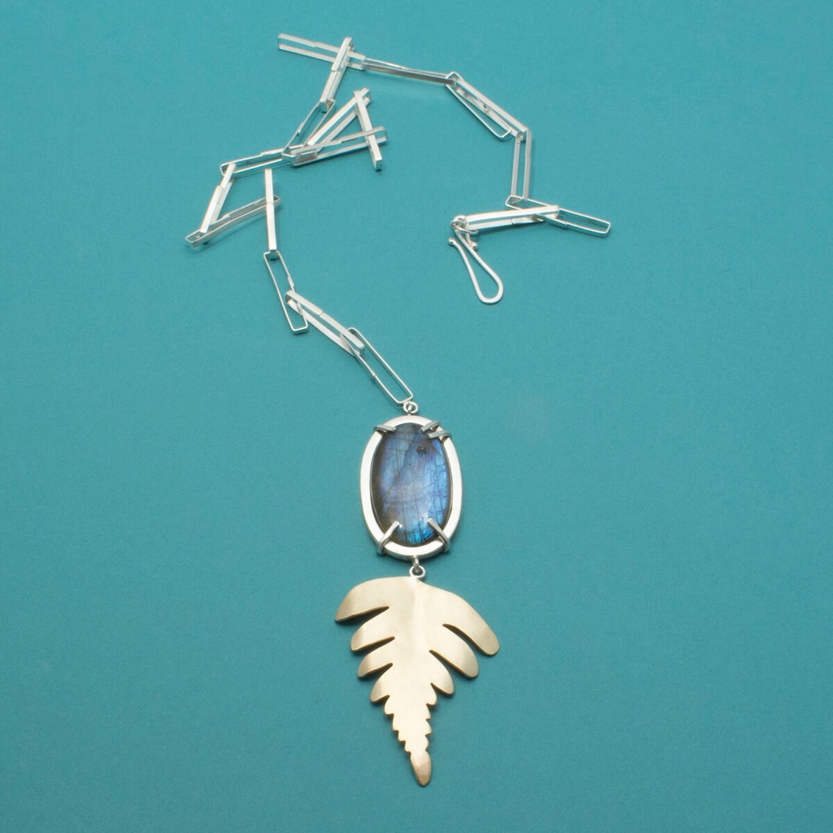 Labradorite + Fern Leaf Necklace