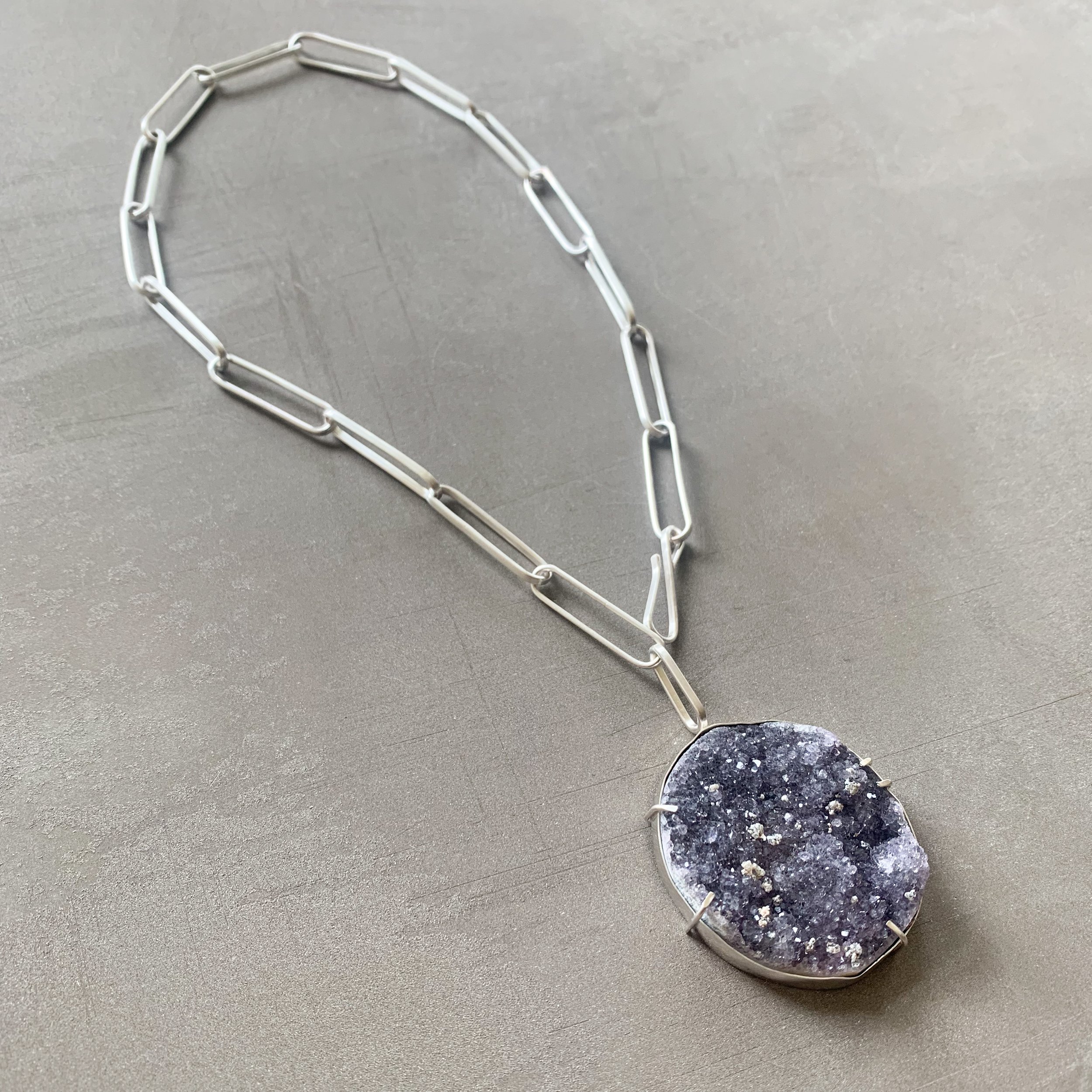 Amethyst Drusy Necklace