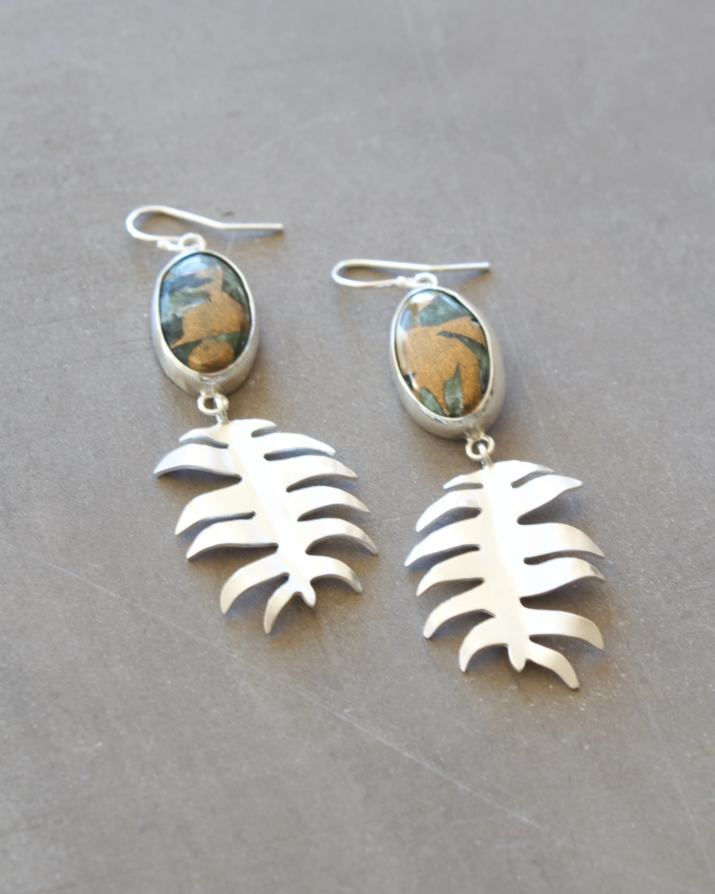 Seraphinite + Bronze + Fern Earrings - 1.jpeg