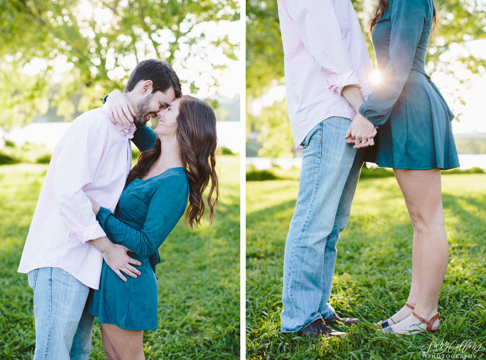 poses, couples, outdoor, Sequoyah hills, Knoxville, Tennessee, engagement, sunset, evening, love, vibrant, colorful, bright, creative, romantic, natural, light and airy, natural light, passion, inspiration, intimate, outfits
