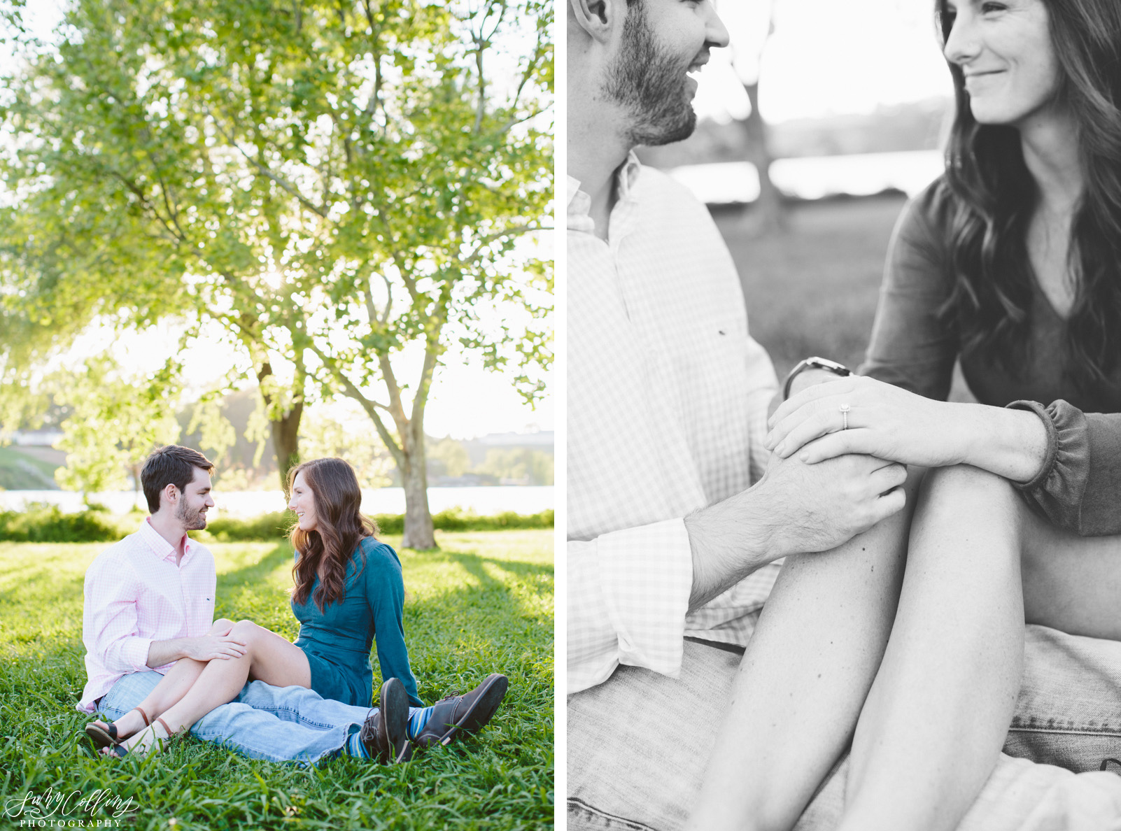 poses, couples, outdoor, Sequoyah hills, Knoxville, Tennessee, engagement, sunset, evening, love, vibrant, colorful, bright, creative, romantic, natural, light and airy, natural light, passion, inspiration, intimate, outfits, black and white