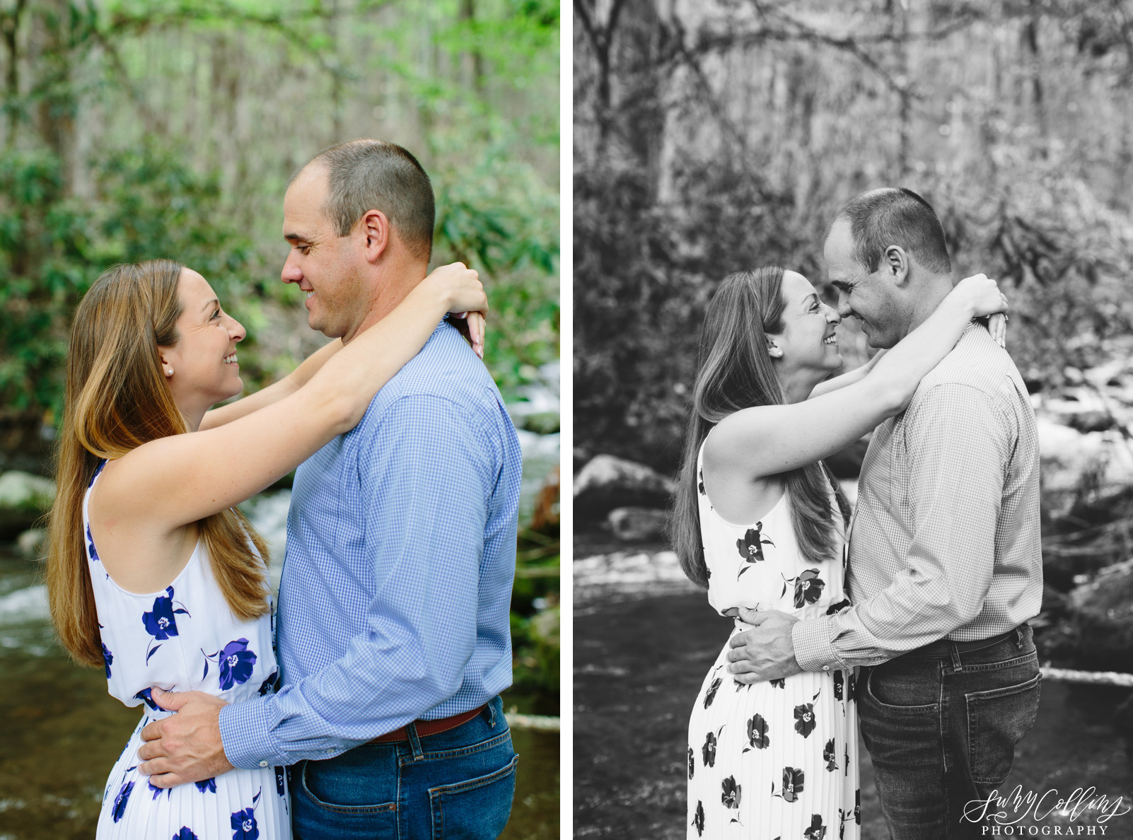 poses, couples, outdoor, Mynatt park, Knoxville, Tennessee, engagement, sunset, evening, love, vibrant, colorful, bright, creative, romantic, natural, light and airy, natural light, passion, inspiration, intimate, outfits, fountain, woods, river, park, black and white