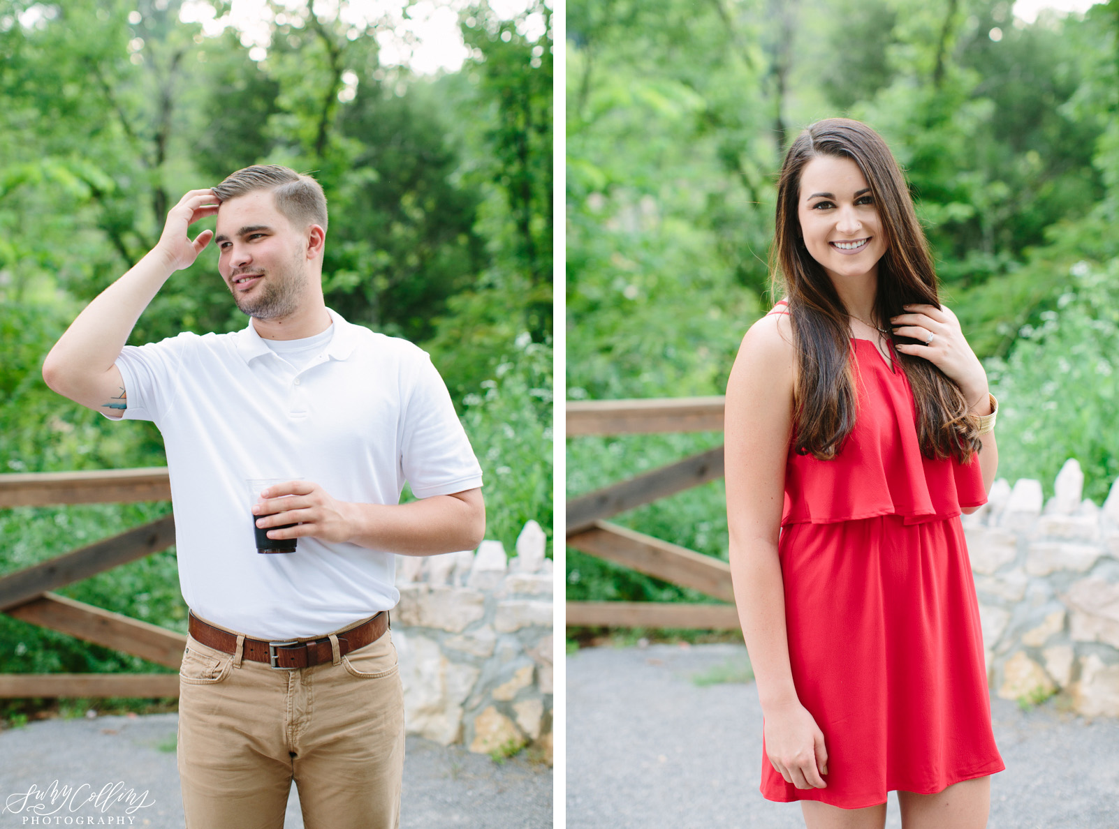 poses, couples, outdoor, meads quarry, Knoxville, Tennessee, engagement, sunset, evening, love, vibrant, colorful, bright, creative, romantic, natural, light and airy, natural light, passion, inspiration, intimate, outfits, fountain, woods, pond, park