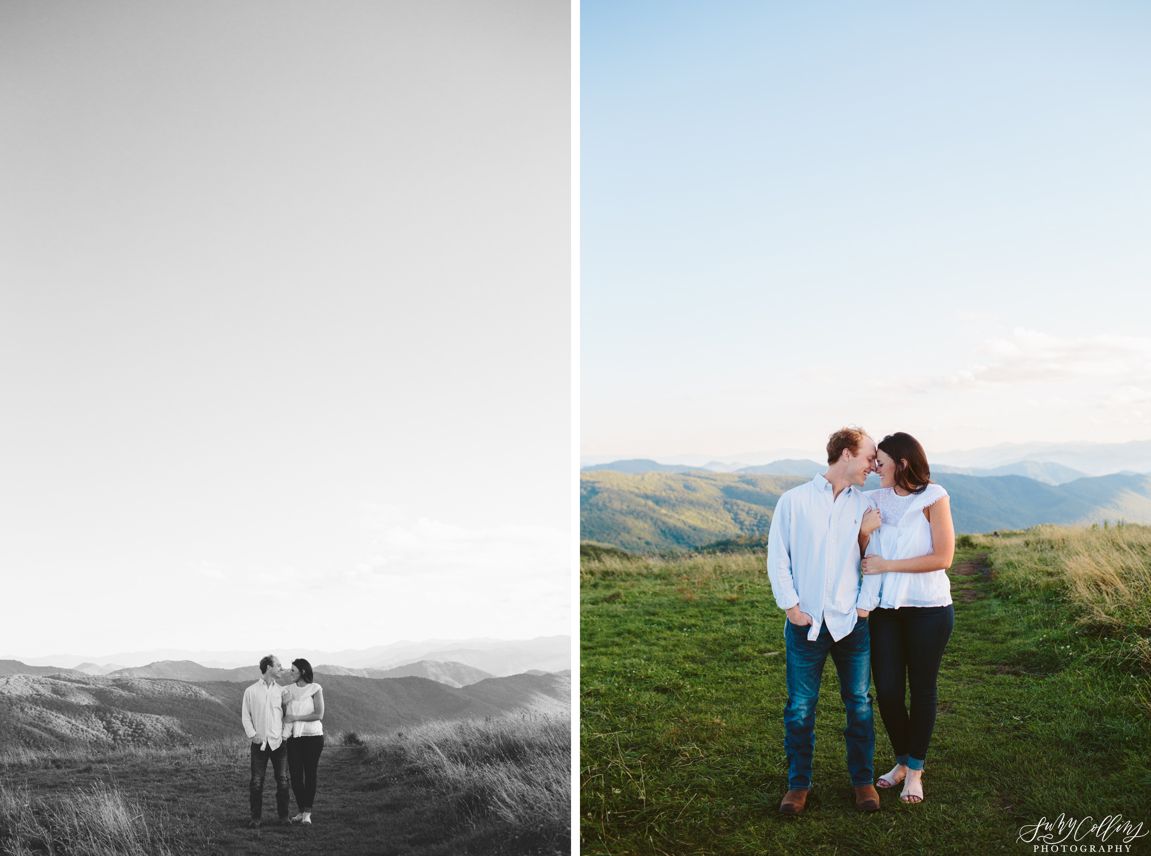 poses, couples, outdoor, max patch, Knoxville, Tennessee, engagement, sunset, evening, love, vibrant, colorful, bright, creative, romantic, natural, light and airy, natural light, passion, inspiration, intimate, outfits, fountain, woods, field, sunrise, windy, North Carolina, black and white