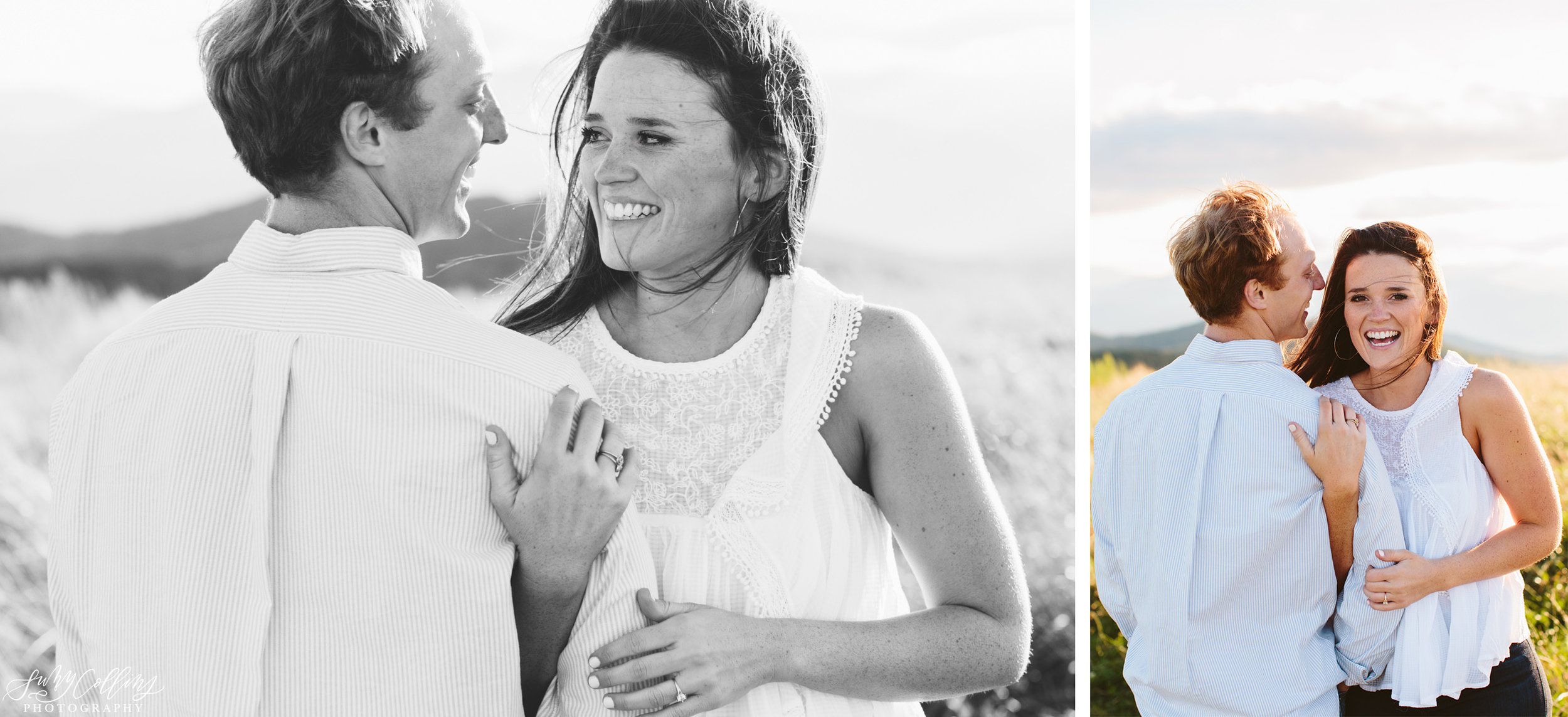 poses, couples, outdoor, max patch, Knoxville, Tennessee, engagement, sunset, evening, love, vibrant, colorful, bright, creative, romantic, natural, light and airy, natural light, passion, inspiration, intimate, outfits, fountain, woods, field, sunrise, windy, North Carolina, black and white