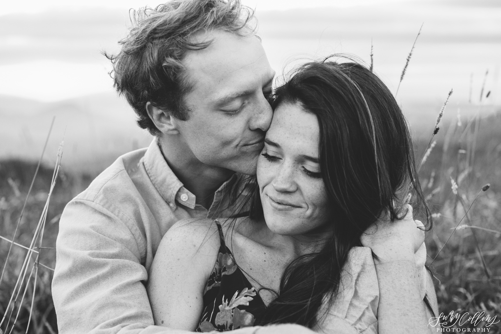 poses, couples, outdoor, max patch, Knoxville, Tennessee, engagement, sunset, evening, love, vibrant, colorful, bright, creative, romantic, natural, light and airy, natural light, passion, inspiration, intimate, outfits, fountain, woods, field, sunrise, windy, North Carolina, black and white