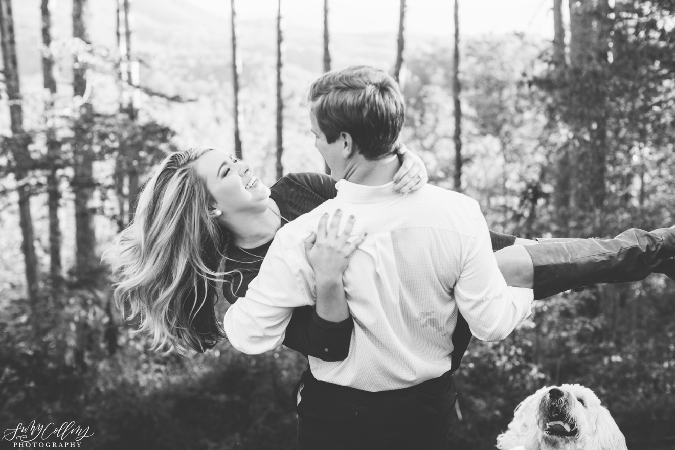 Fall Woods Engagement Black & White