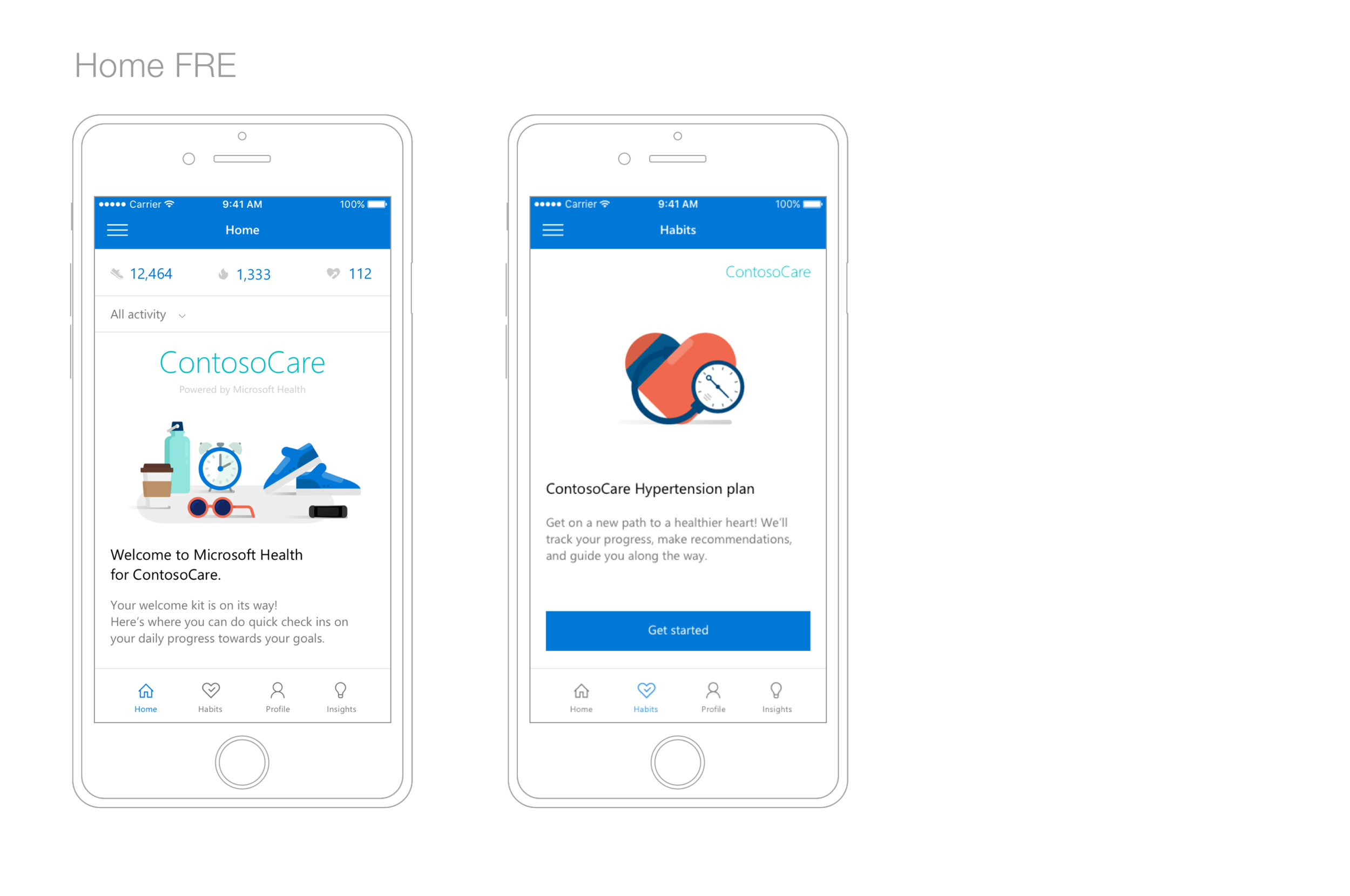 Once enrollment is complete, users are greeted by a home screen experience which serves updates on daily activity and insights on improving health. 