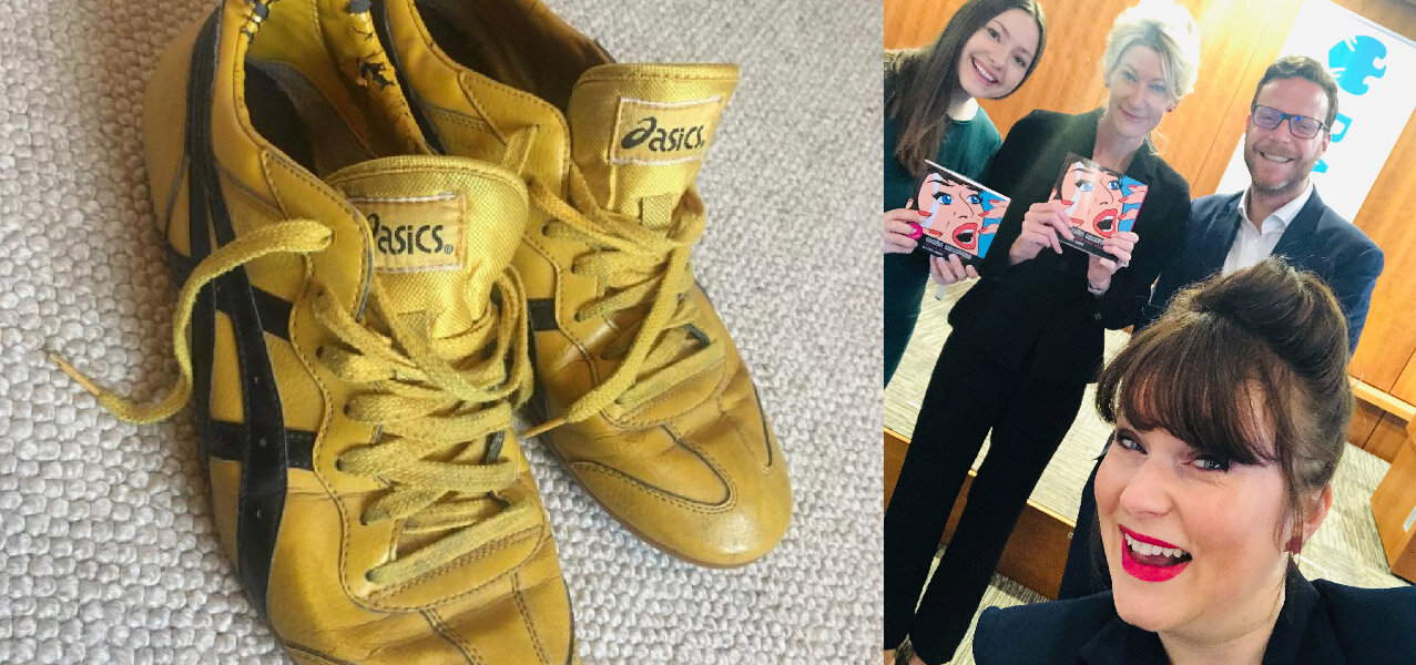 yellow asics trainers kill bill