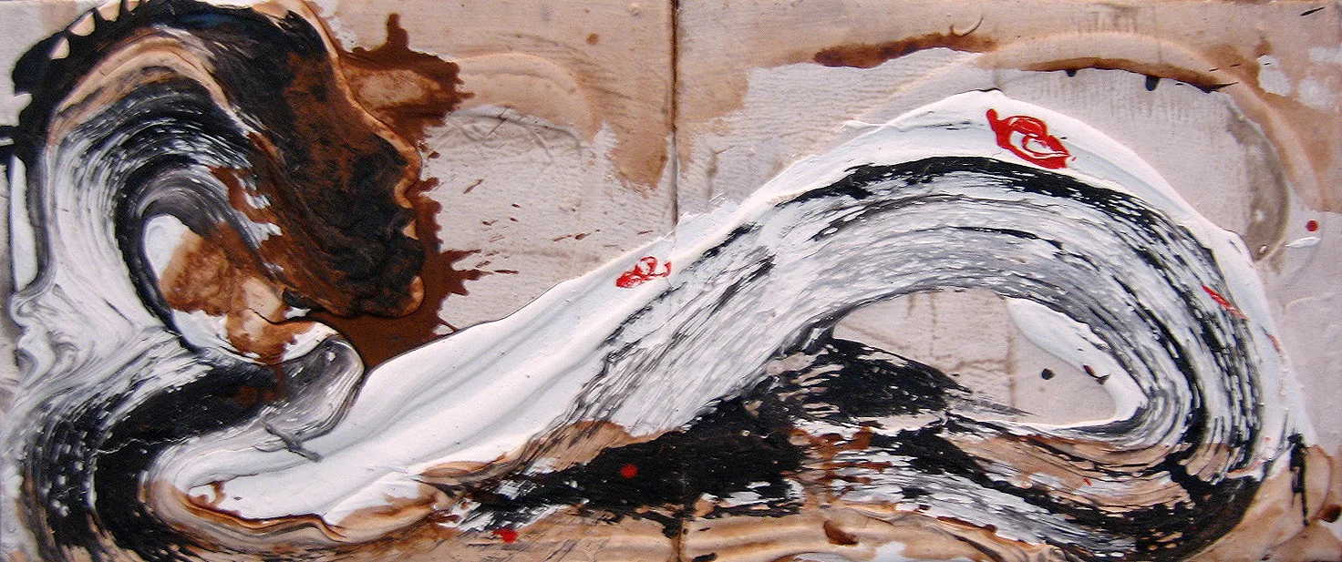 Two red eyes watching - 2006 - 48.5 x 20 in. - Mixed medium on canvas.jpg