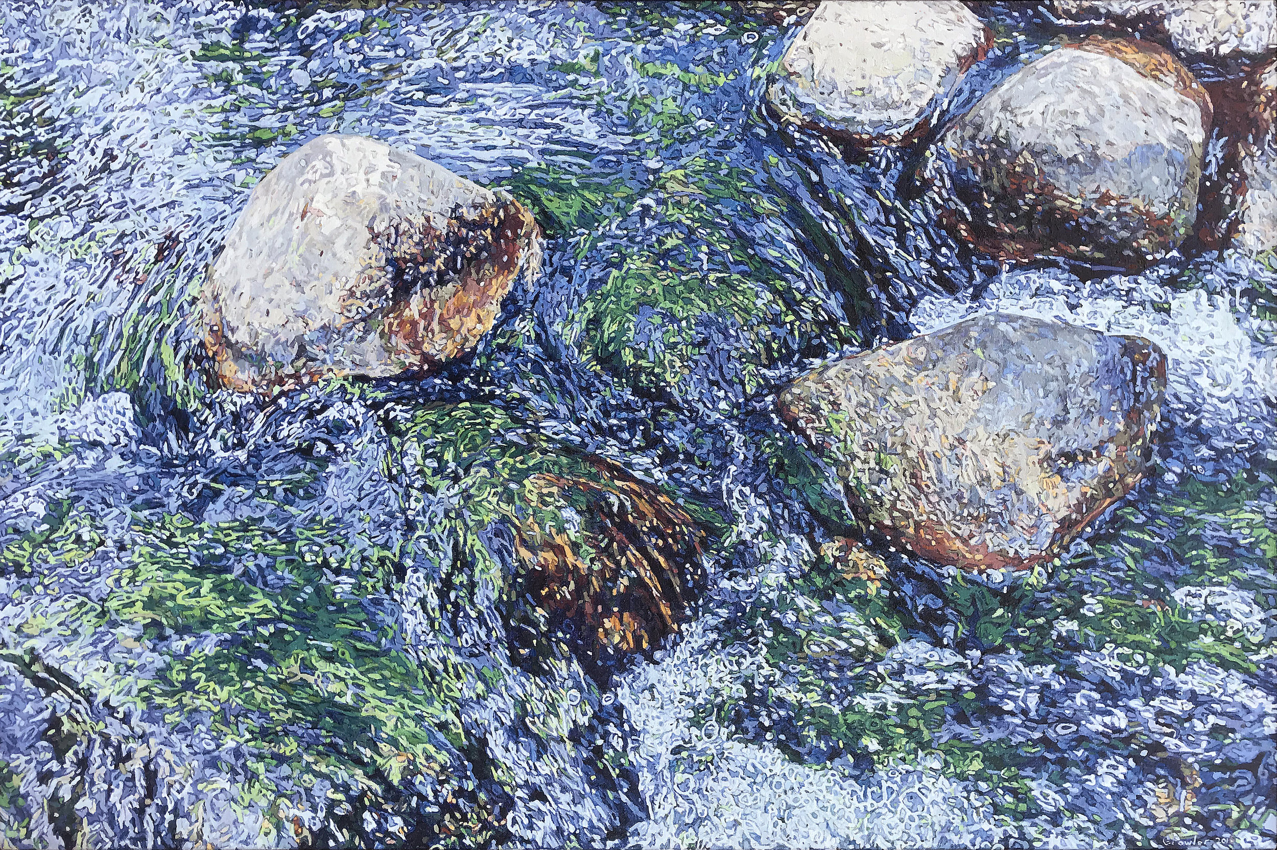 Cascade in Blue and Silver, 2016, 32 x 48 in., Oil on canvas (SOLD)