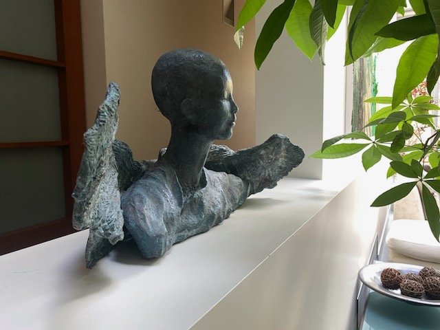 Anne-Sophie Morelle's bronze casting "L'Ange" looks stunning in this North York home! 