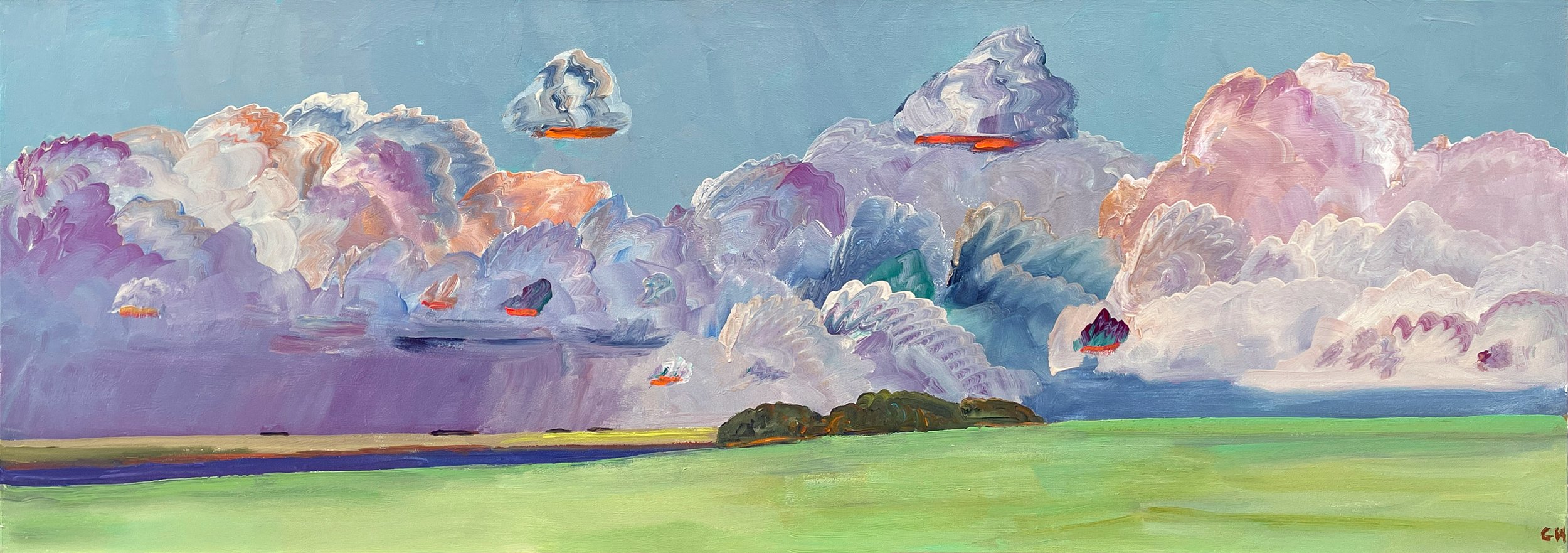 Hardy, The Green of Summer, 2024, 30 x 84 in., acrylic on canvas