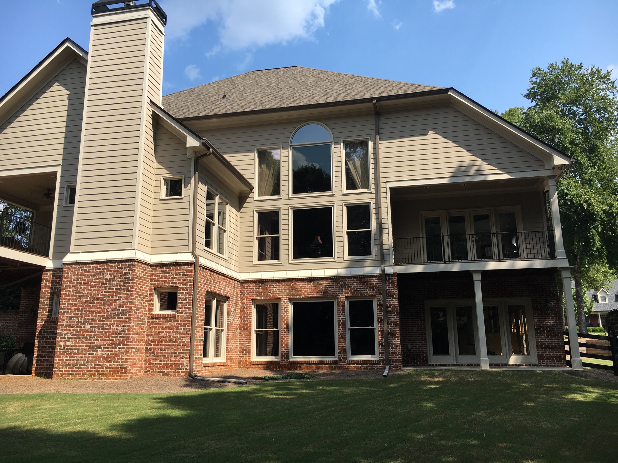 West Elevation: large windows at Great Room