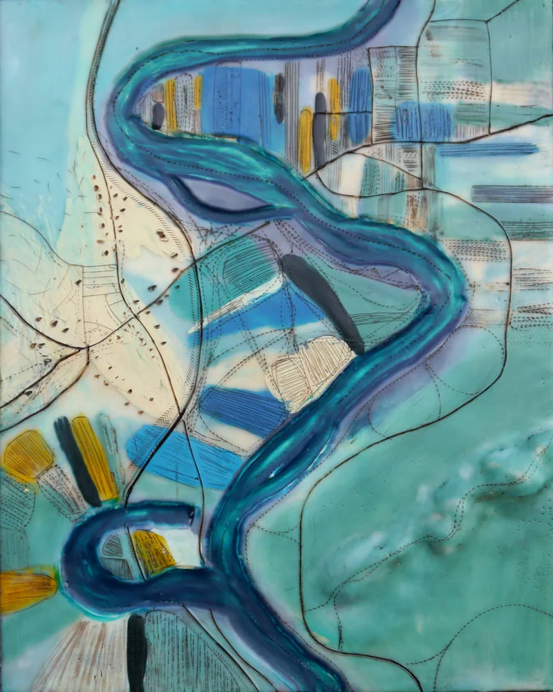 Northampton/Hadley, 16x20" in encaustic. Painted in 2014 before I moved away.