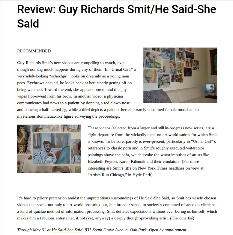 Review: Guy Richards Smit/He Said-She Said - Newcity Art