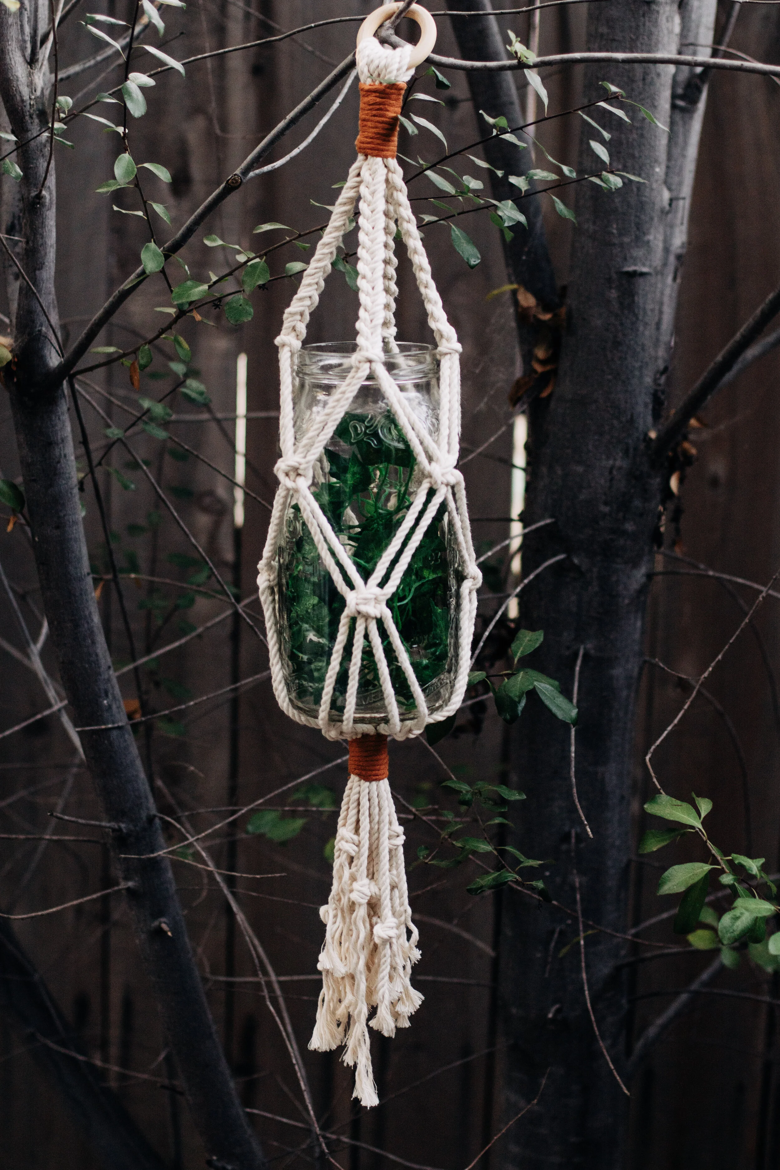 Outside Plant Hanger: Natural w/ Rust Trim