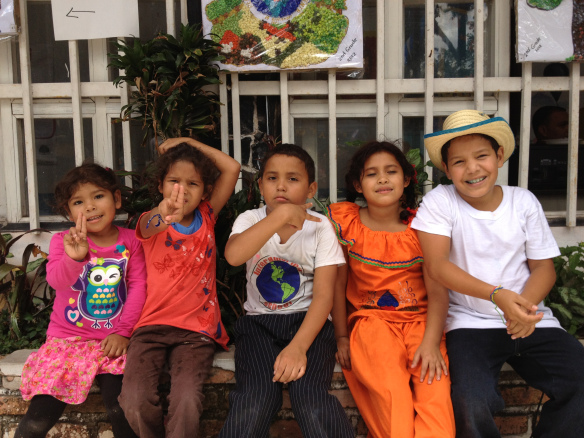 Rosie, Dayana, Jonatan, Escarleth, and Arol at Interamerican Schoo