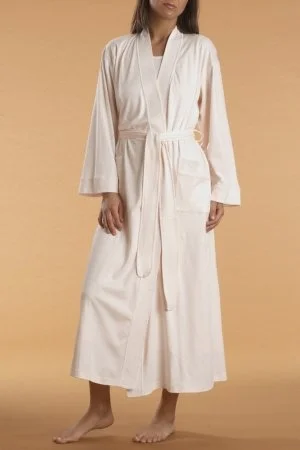 100% Pima Cotton Full Length Kimono Robe with Sash