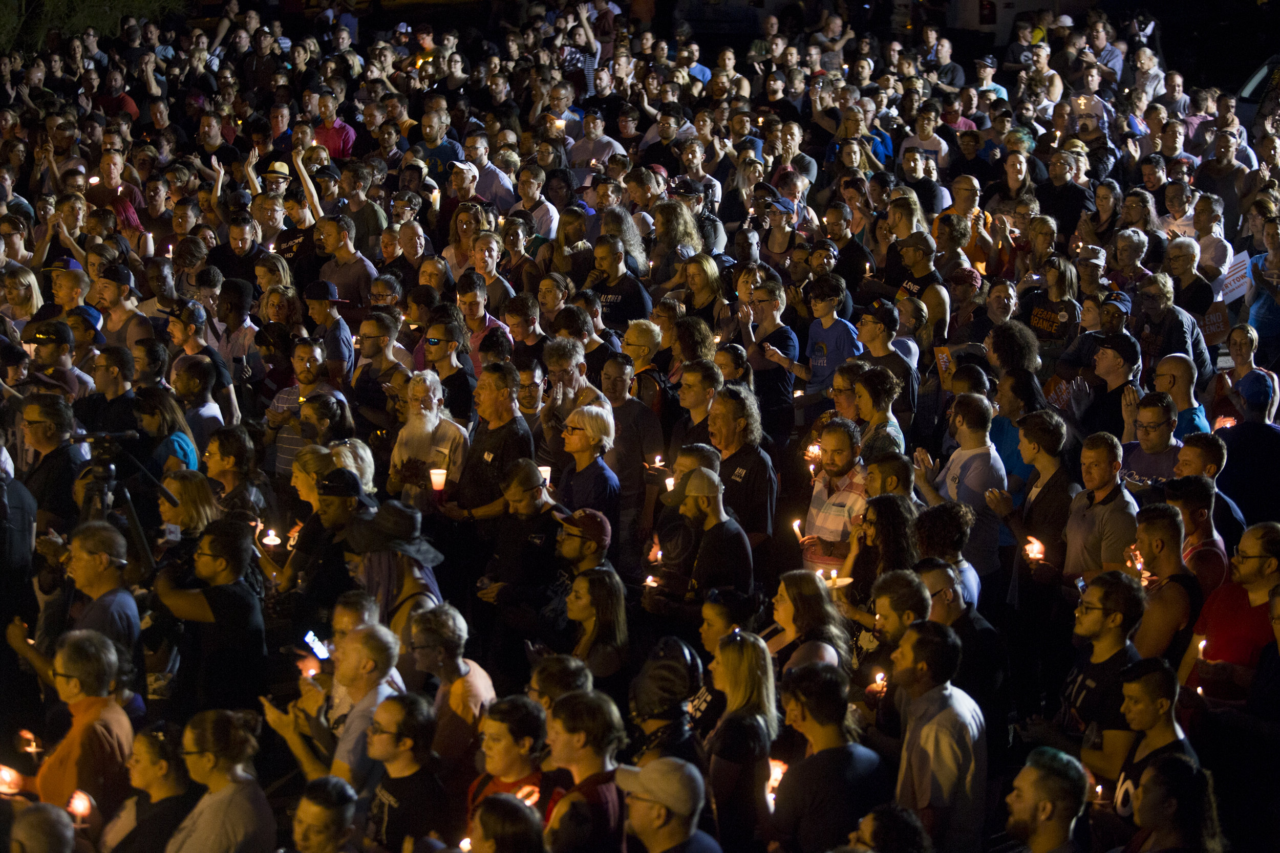  Hundreds gather for a candlelight vigil in Phoenix, Arizona, following the shooting in which 49 people were killed and 53 were injured at the gay nightclub Pulse in Orlando, Florida, on June 12, 2016. The shooting was called a terrorist attack and h