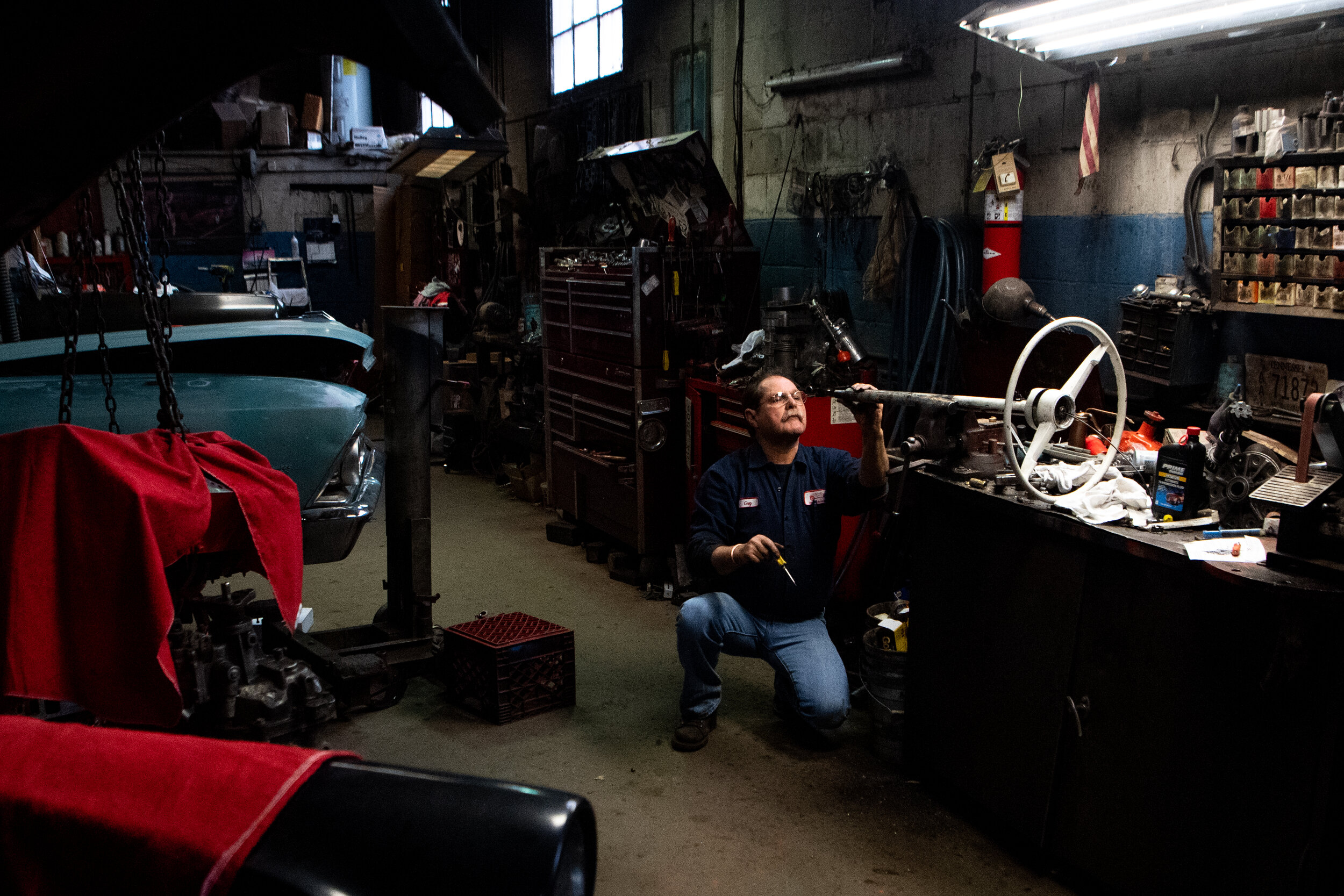  Greg Griggs repairs a steering wheel at Greg's Auto Repair on Feb. 28, 2020 in Nashville. Greg has owed the shop for over 30 years and worked at the shop before buying it. Griggs has seen East Nashville transform around him from a place with drug de