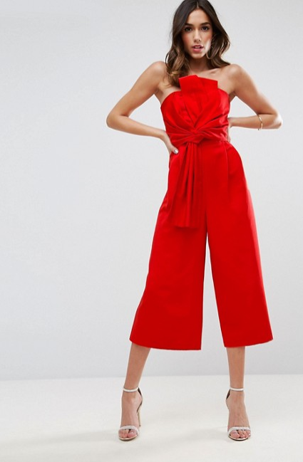 Structured Jumpsuit with Knot & Drape Detail 
