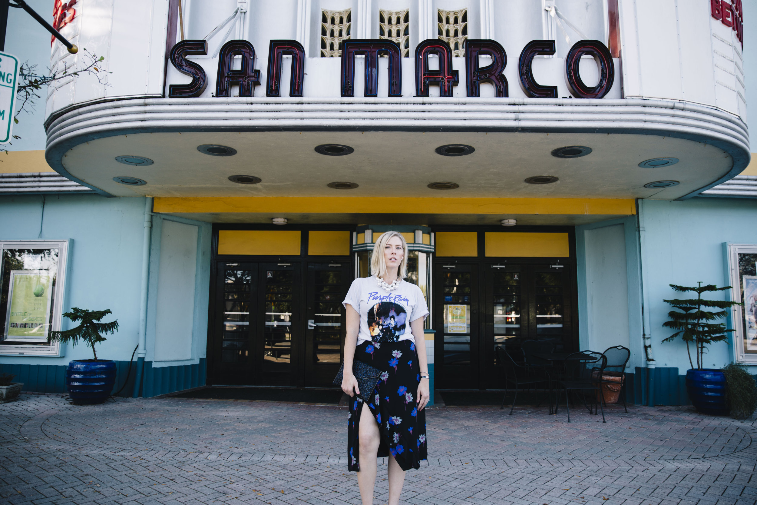 Graphic Tee and Floral Midi Skirt by fashion blogger Stephanie Mack of The Borrowed Babes fashion blog in Jacksonville, FL