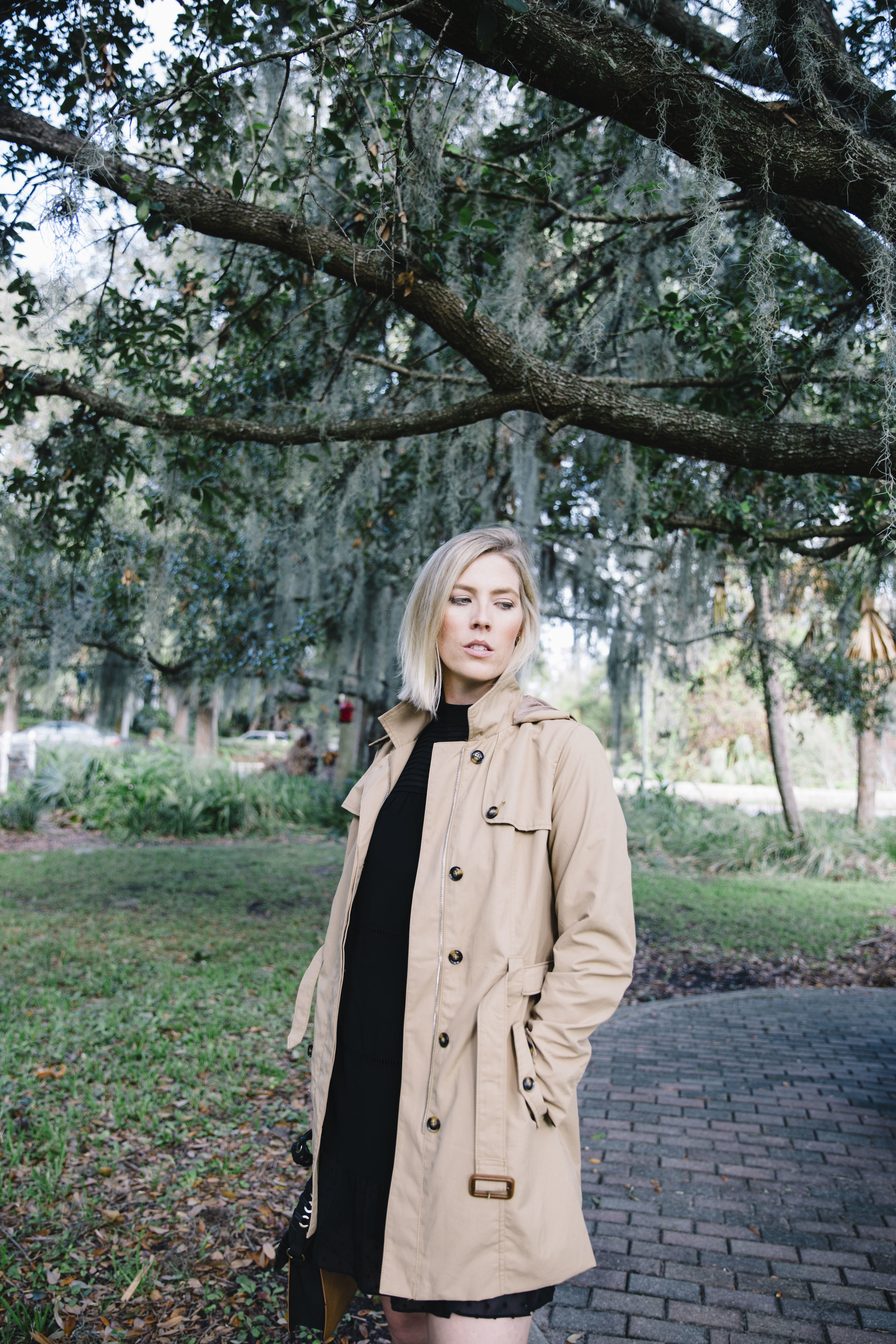 The Borrowed Babes Fashion Blogger Stephanie Mack Kearney wearing Target Style – A New Day Trench Coat with Who What Wear Dress and Handbag 