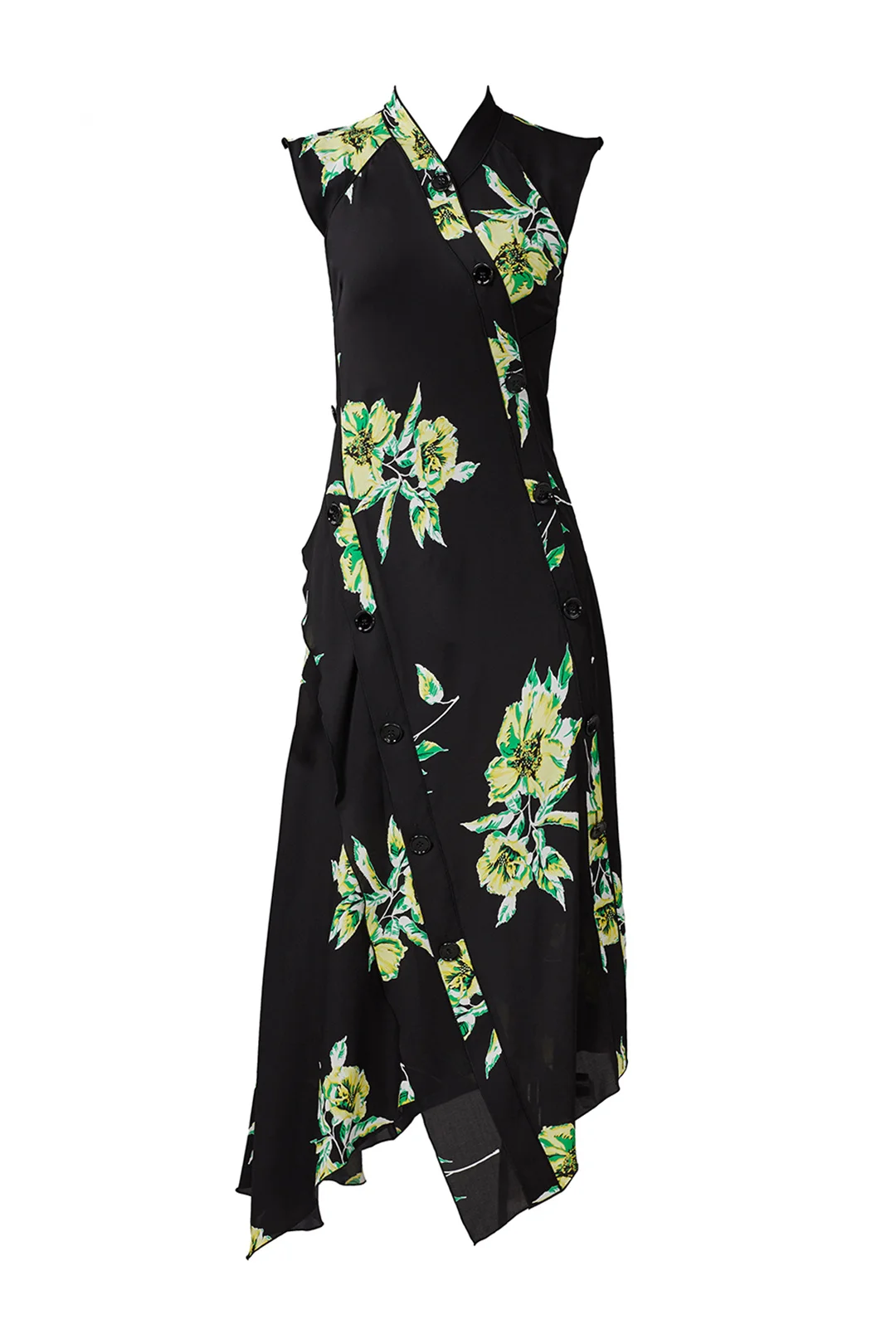 Black Floral Asymmetrical Hem Proenza Schouler Pansy Long Sleeve Dress from Rent the Runway | Top US fashion blog, The Borrowed Babes features the Best Spring Floral Dresses