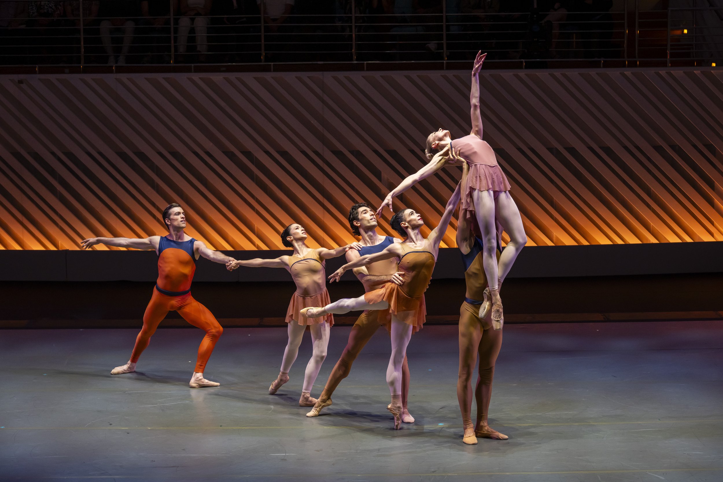 Pink and nude colored dance costumes designed by Spiridonakou for Miami City Ballet dancers