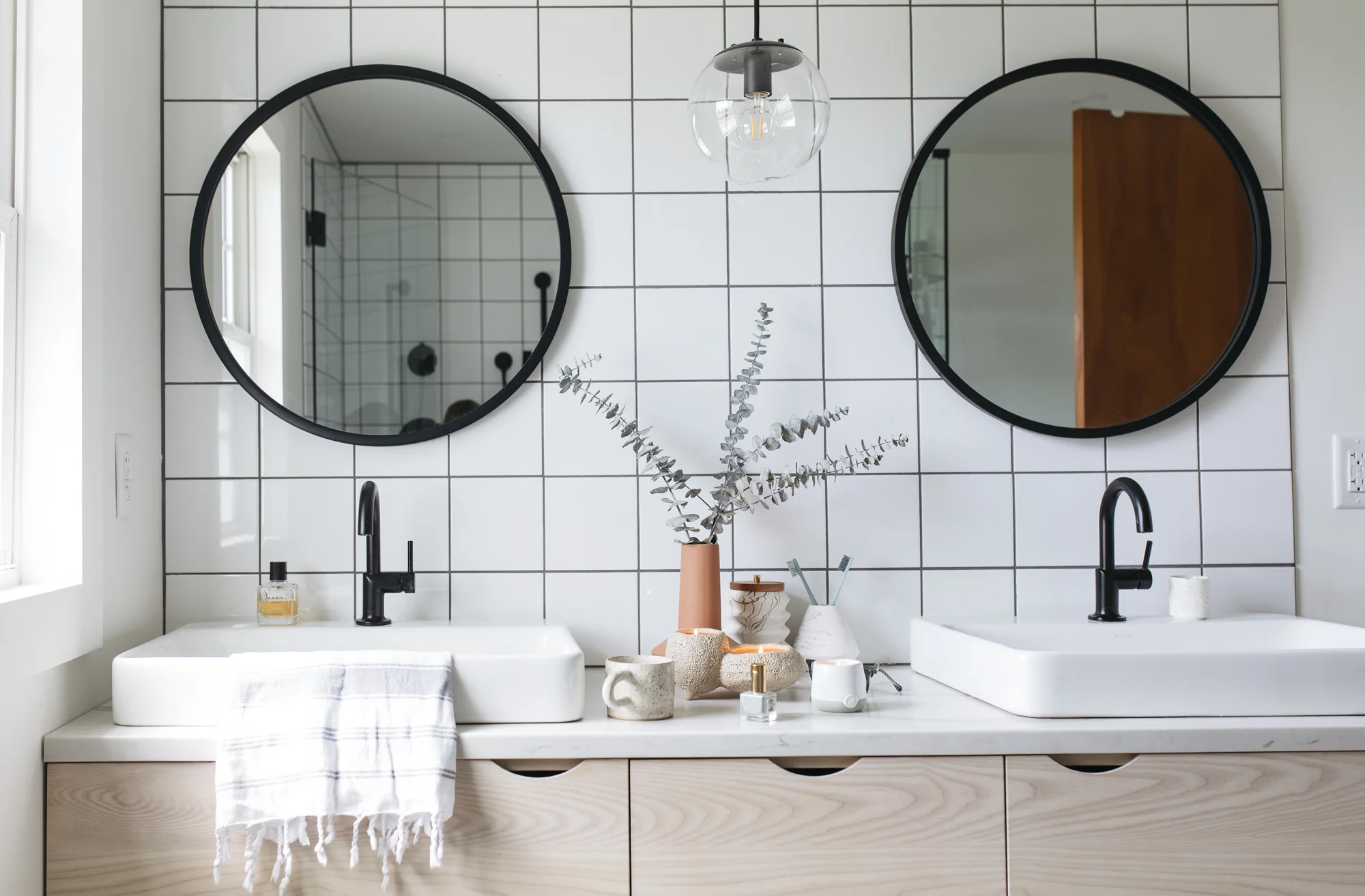 By bathroom is my at home spa after a long and creative work day. I go through my skin care routine for healthy skin, polish my nails, and drink tea.