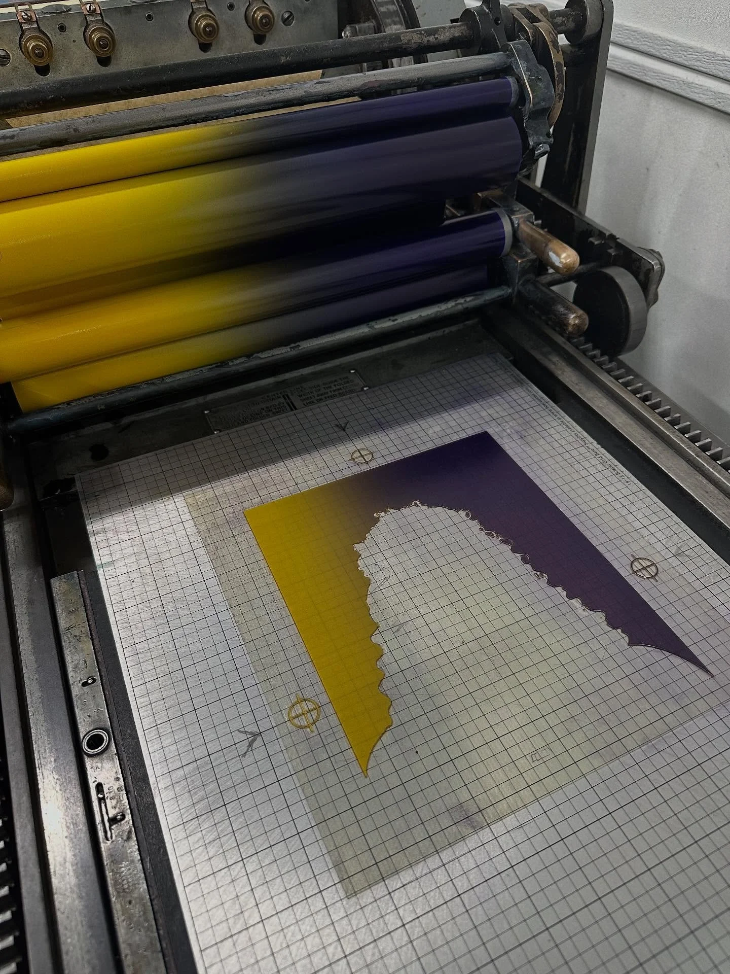 Starting a 7-color poster job on the Vandercook. Love the gradient ❤️#letterpress #letterpresslove #letterpressprinting #poster