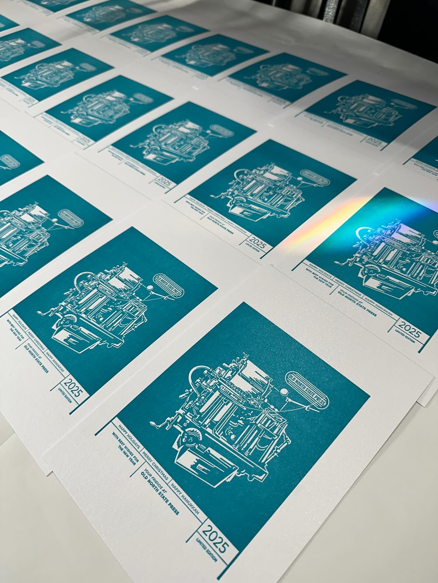 Company holiday card featuring an illustration by the incredibly talented @manasuka_creative. Heading to our hot foil department next. Pop us a DM with your USPS address and you just might get one&hellip;