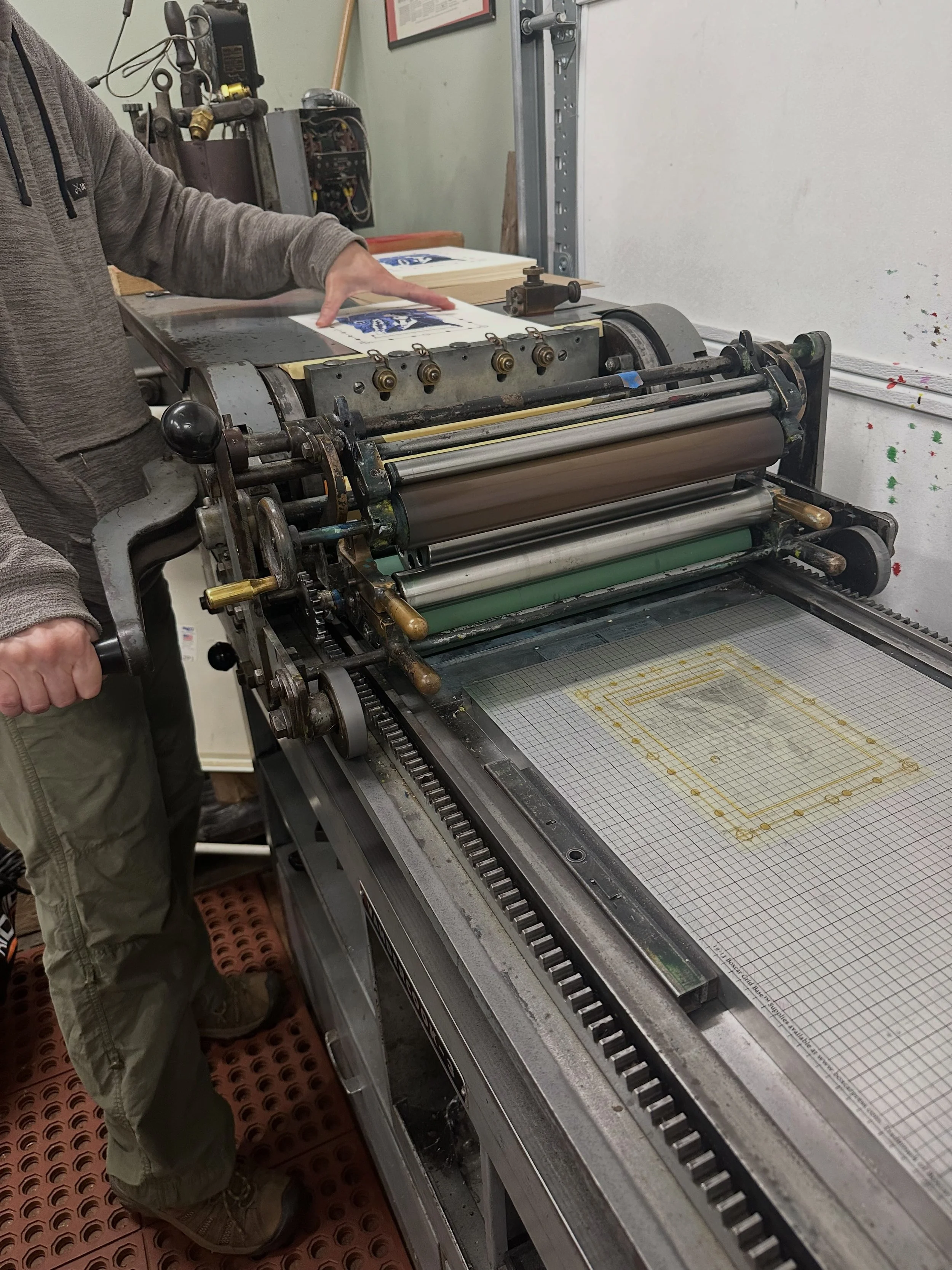 Always a good day when we are printing for @beckycloonan ! The original press in our shop, the Vandercook No 3, handled the blind deboss like a champ. #letterpress #letterpressprinting #letterpresslove
