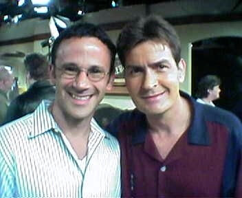 On set with Charlie Sheen; Two and a Half Men
