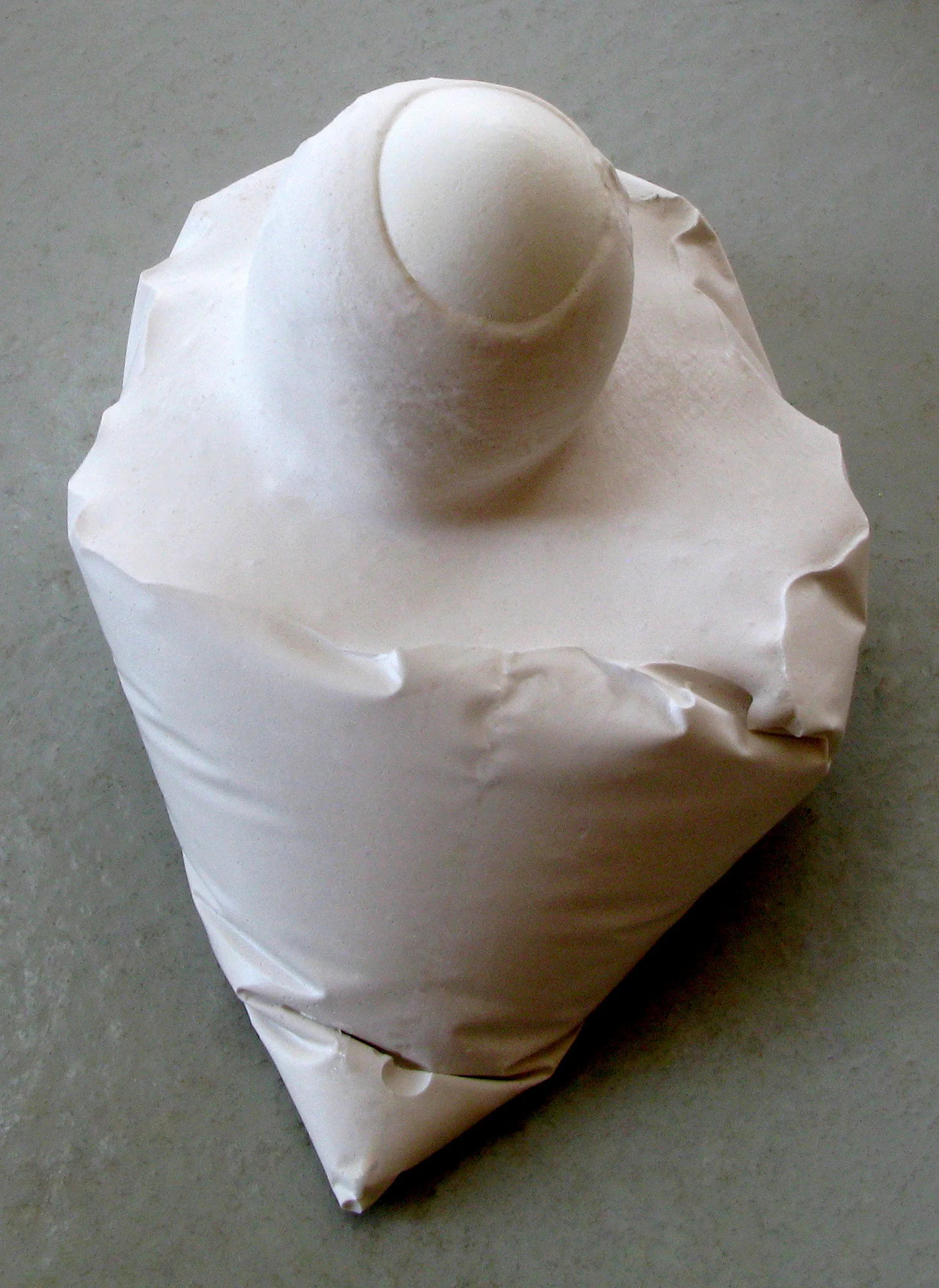 Solo Egg Sack White hydrocal, hollow chicken egg 4 1/2" x 7" x 5"