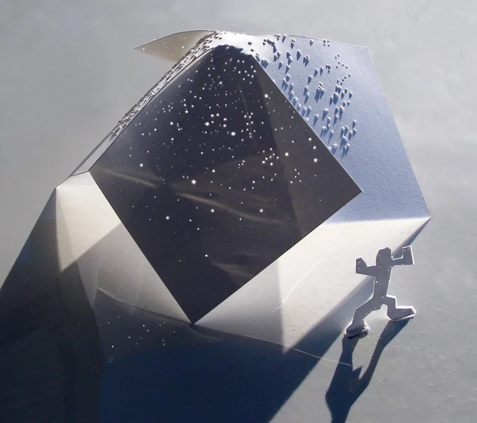 Image: "Paper Model of Constellation Shelter 1 with Petroglyph Anasazi Yellow Jacket Man," 2016