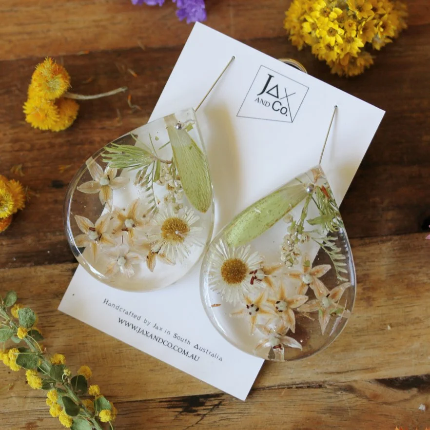 Large white Australian Botanical Earrings