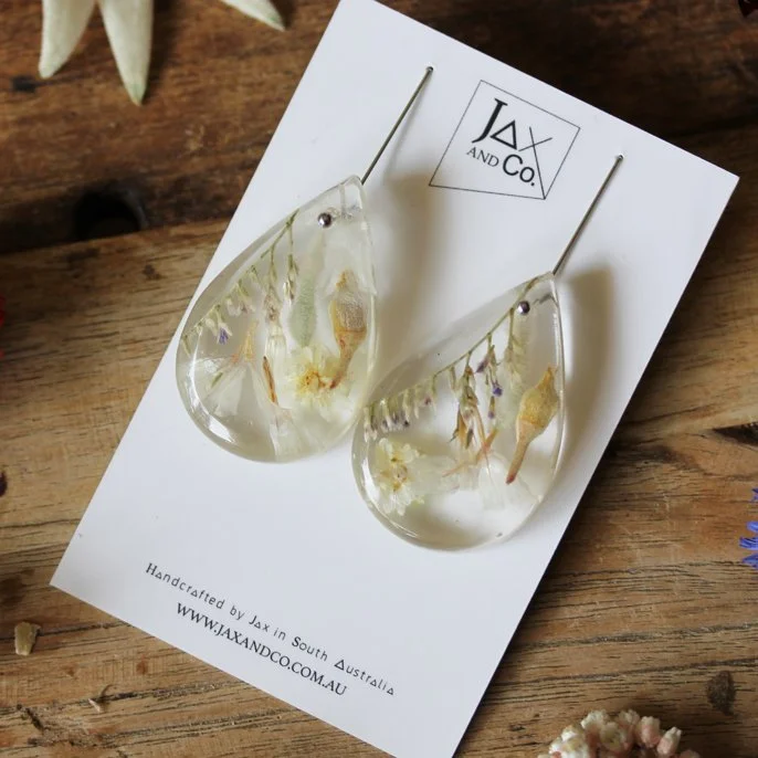 Small White Flower Drop Earrings